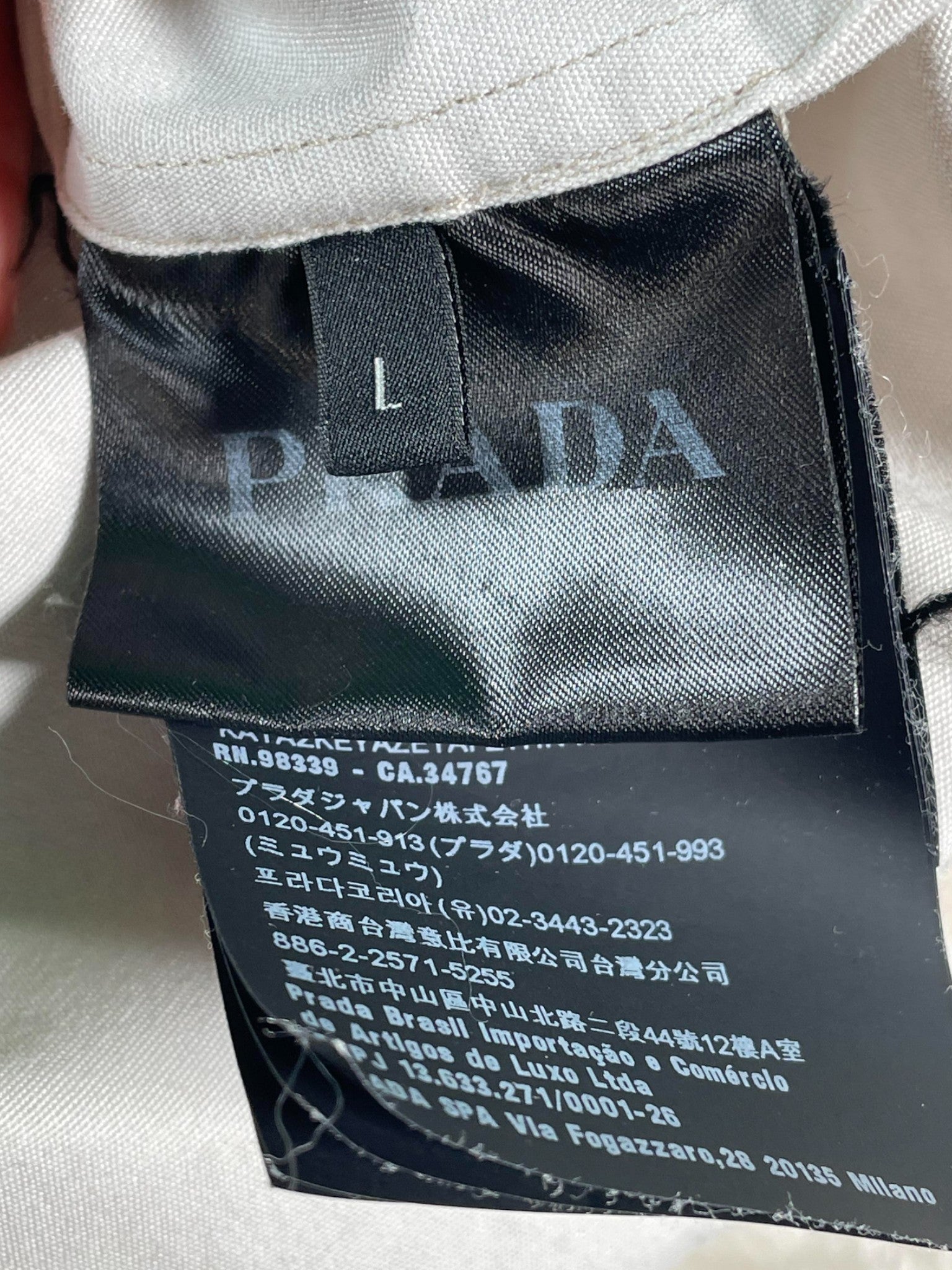 Prada 'Music' Double Match Beige & Baby Blue Button Up