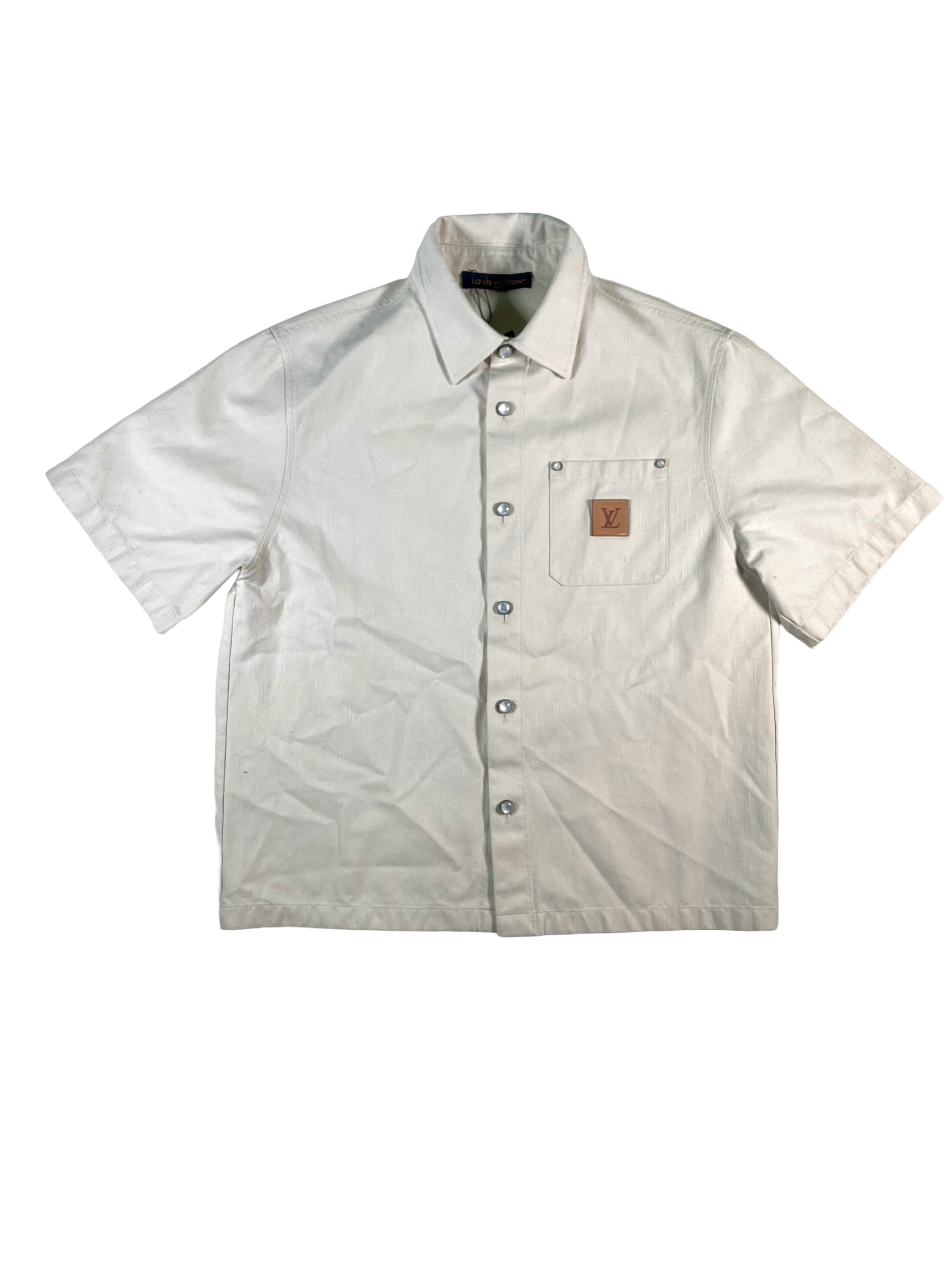 Louis Vuitton Work La Monde Button Up Cream & Pearl Shirt