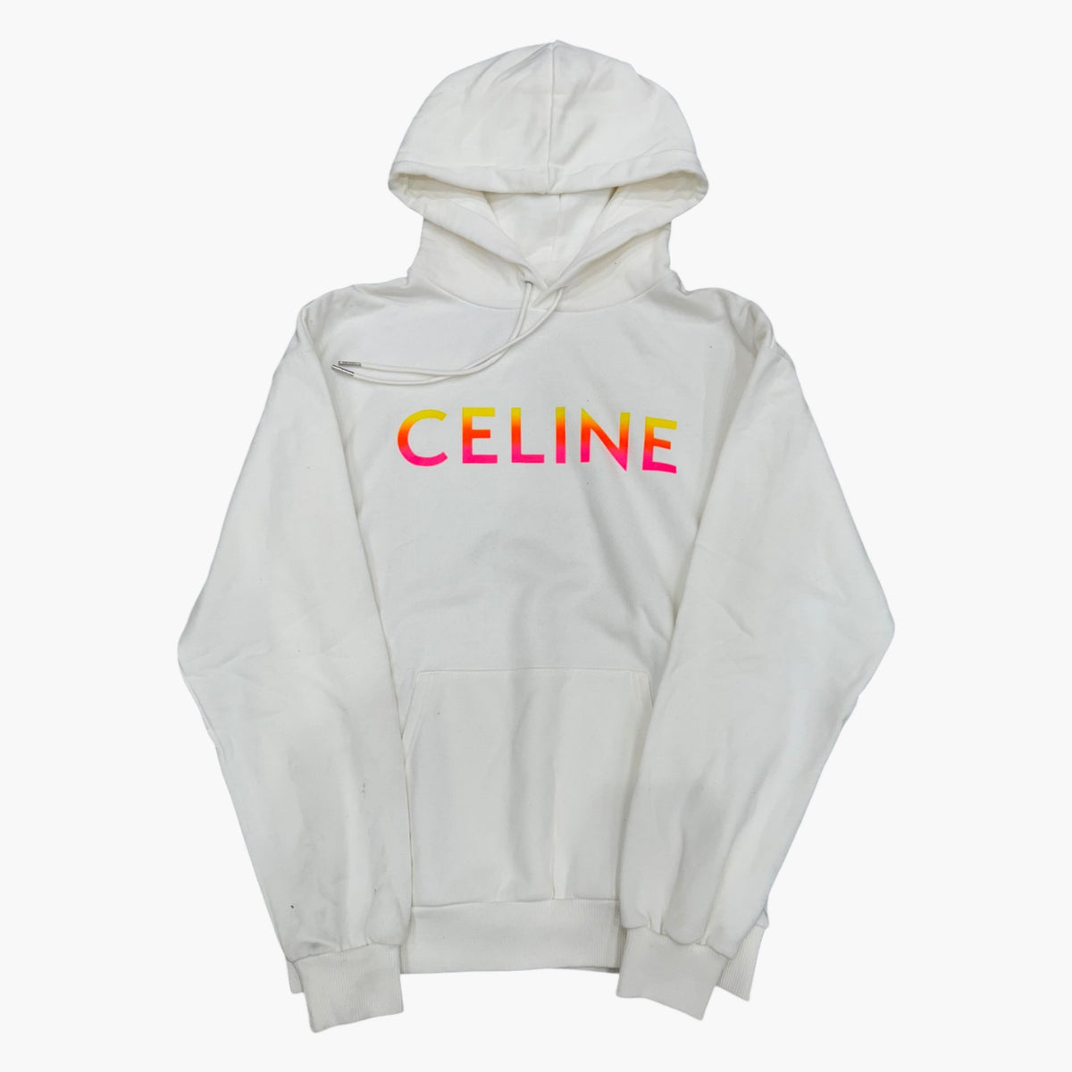 Celine Gradient Chest Logo White Yellow & Pink Hoodie
