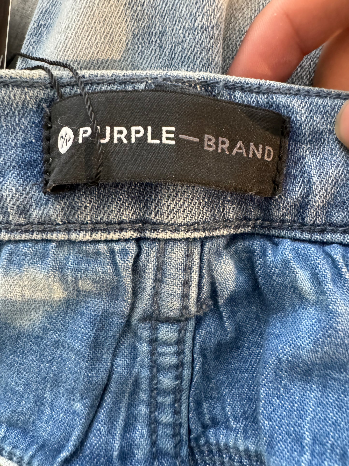 Purple Jeans Bleach Wash Distressed Used 36