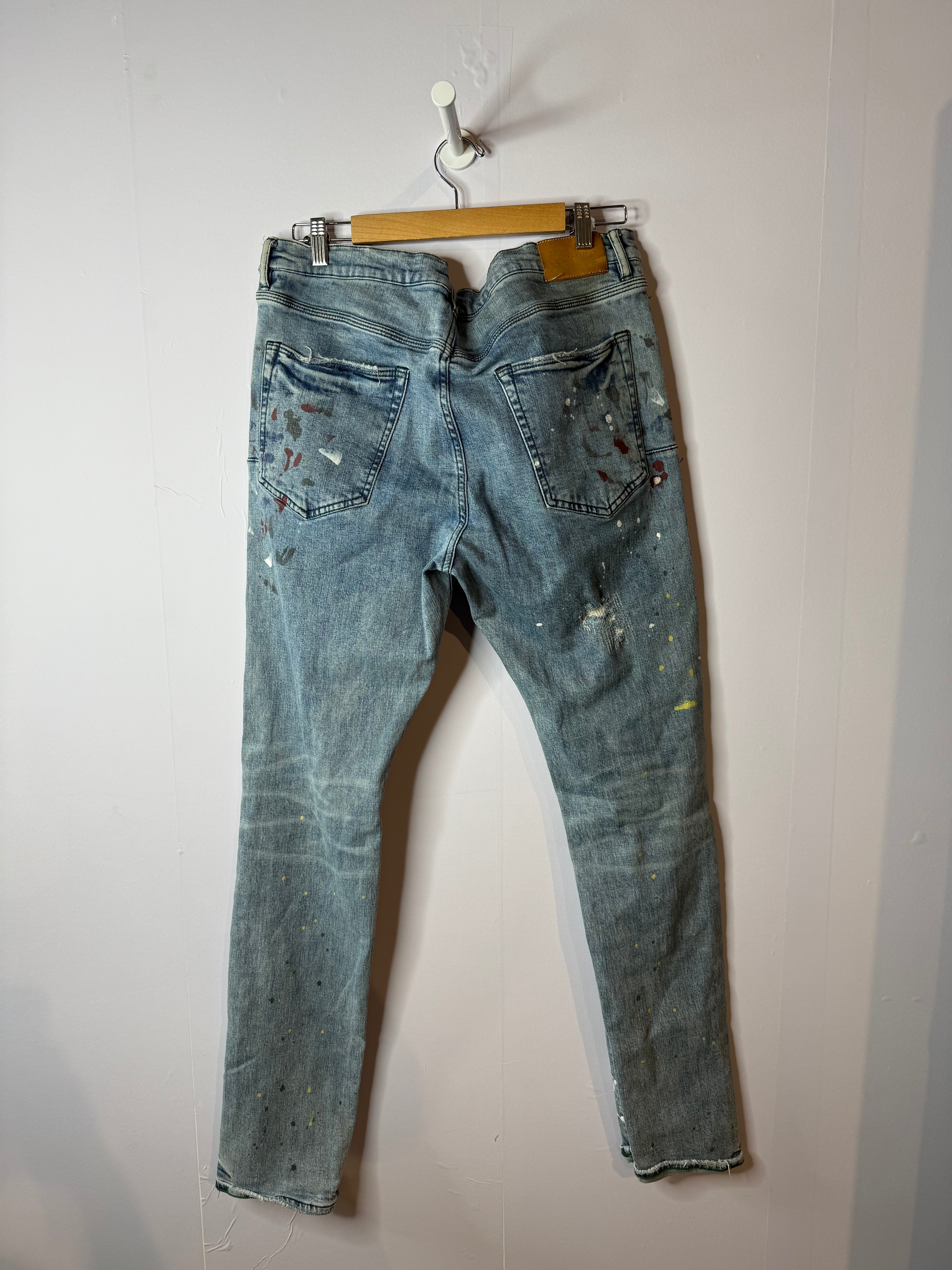 Purple Brand Jeans Light Wash Paint Splatter
