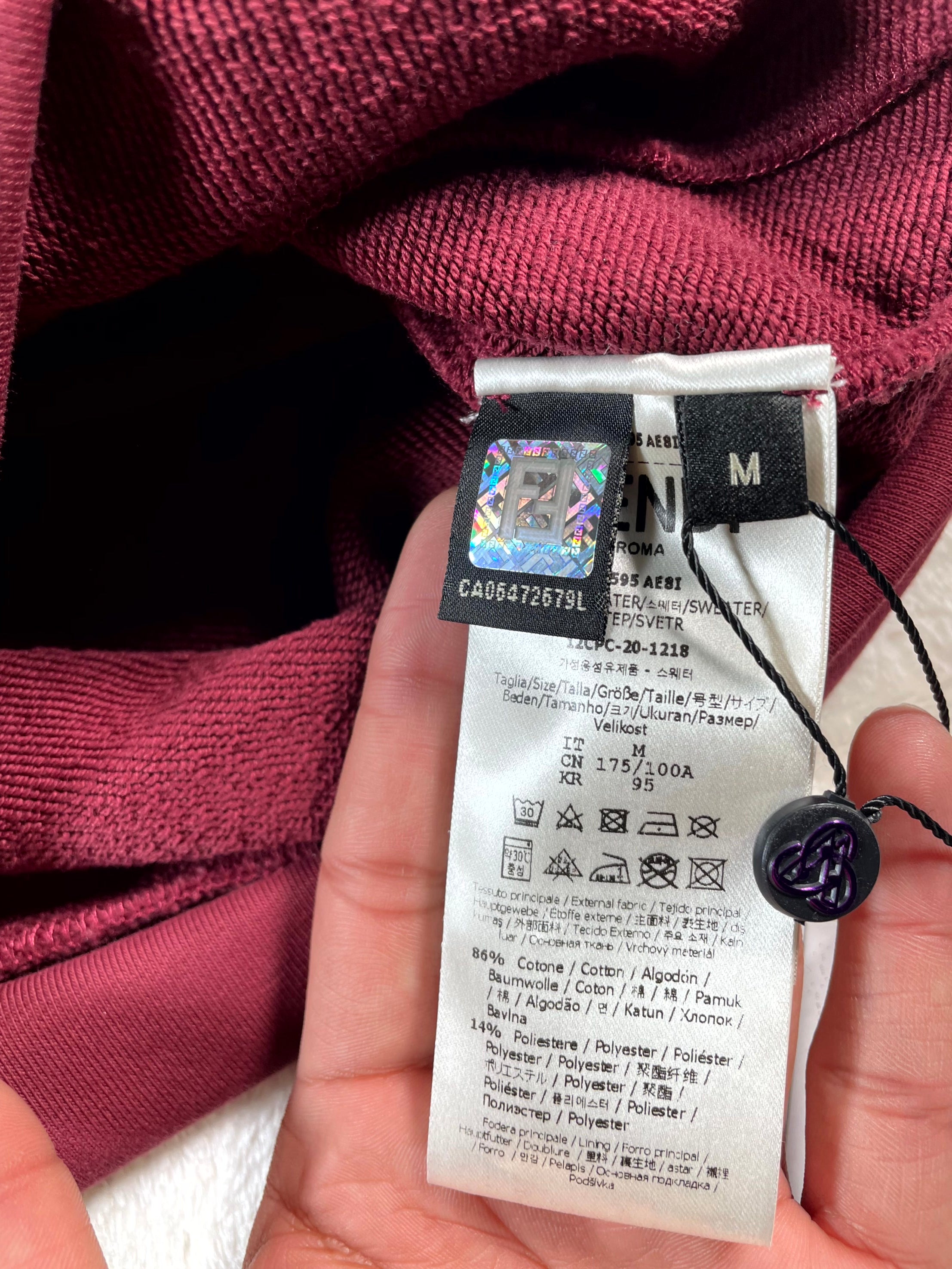 Fendi Logo Burgundy Hoodie