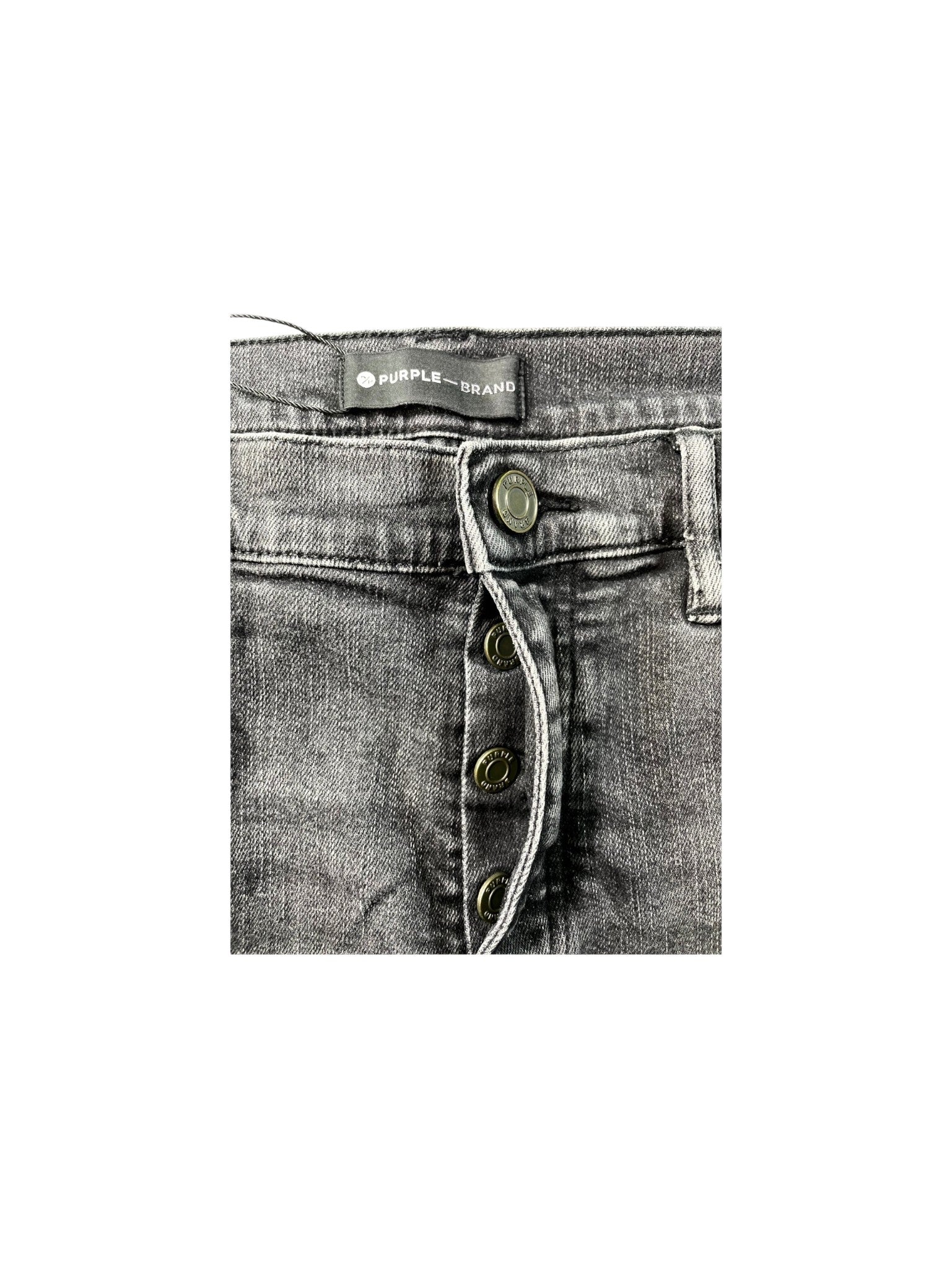 Purple Brand Splatter Ripped Grey Wash Jeans