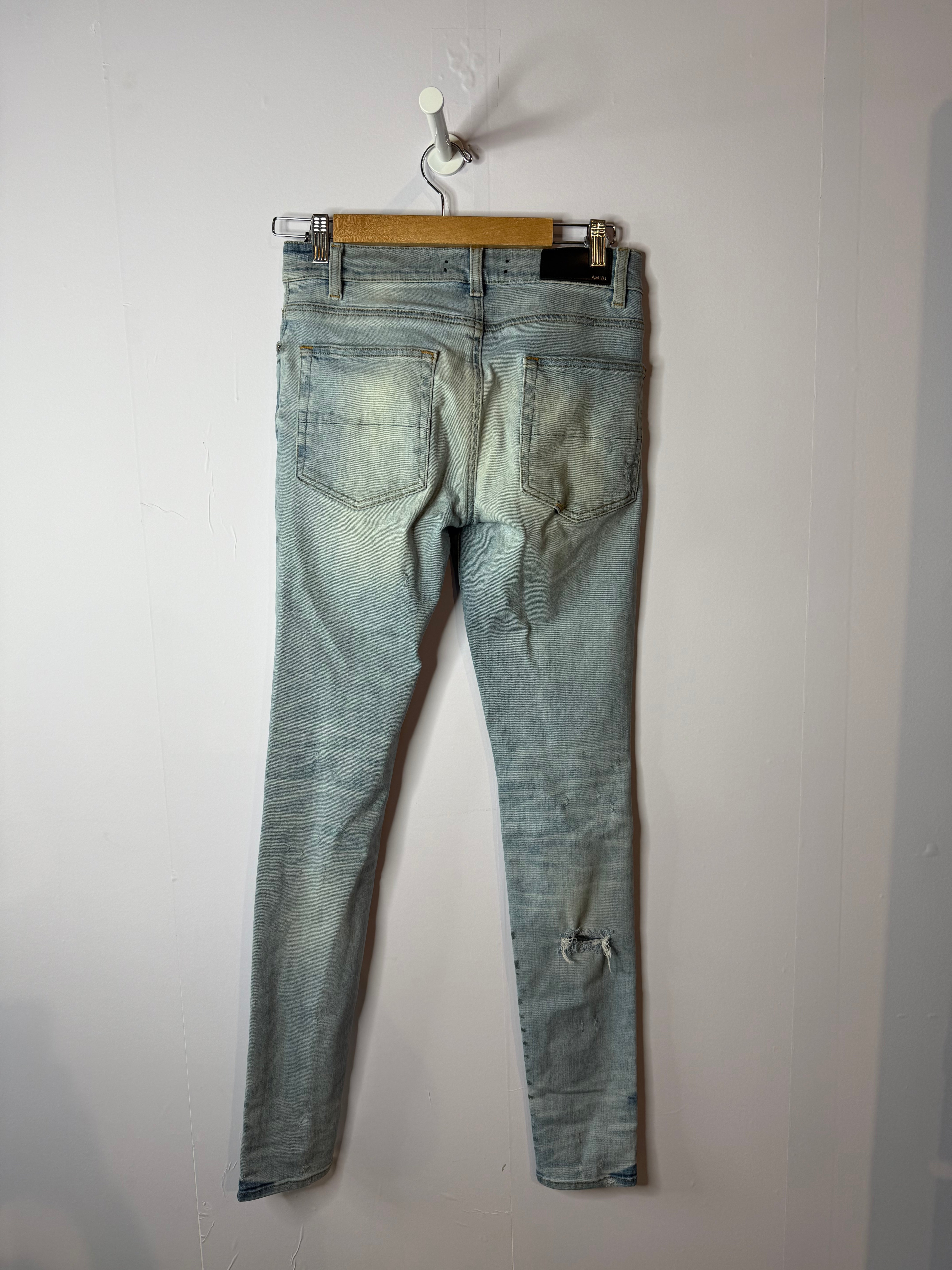 Amiri Light Wash Cheetah Jeans Used 30