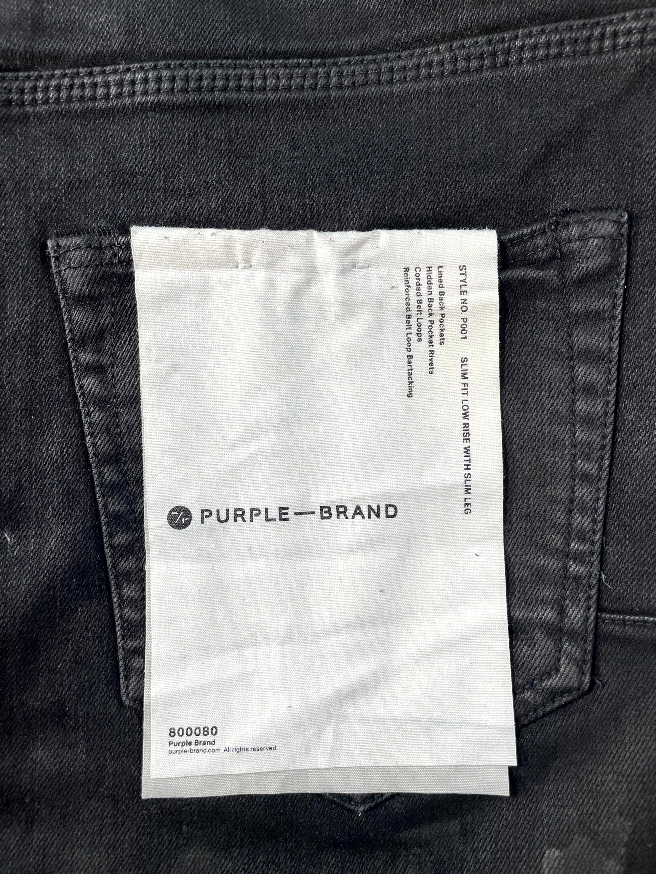 Purple Brand Splatter Ripped Black Wax Jeans