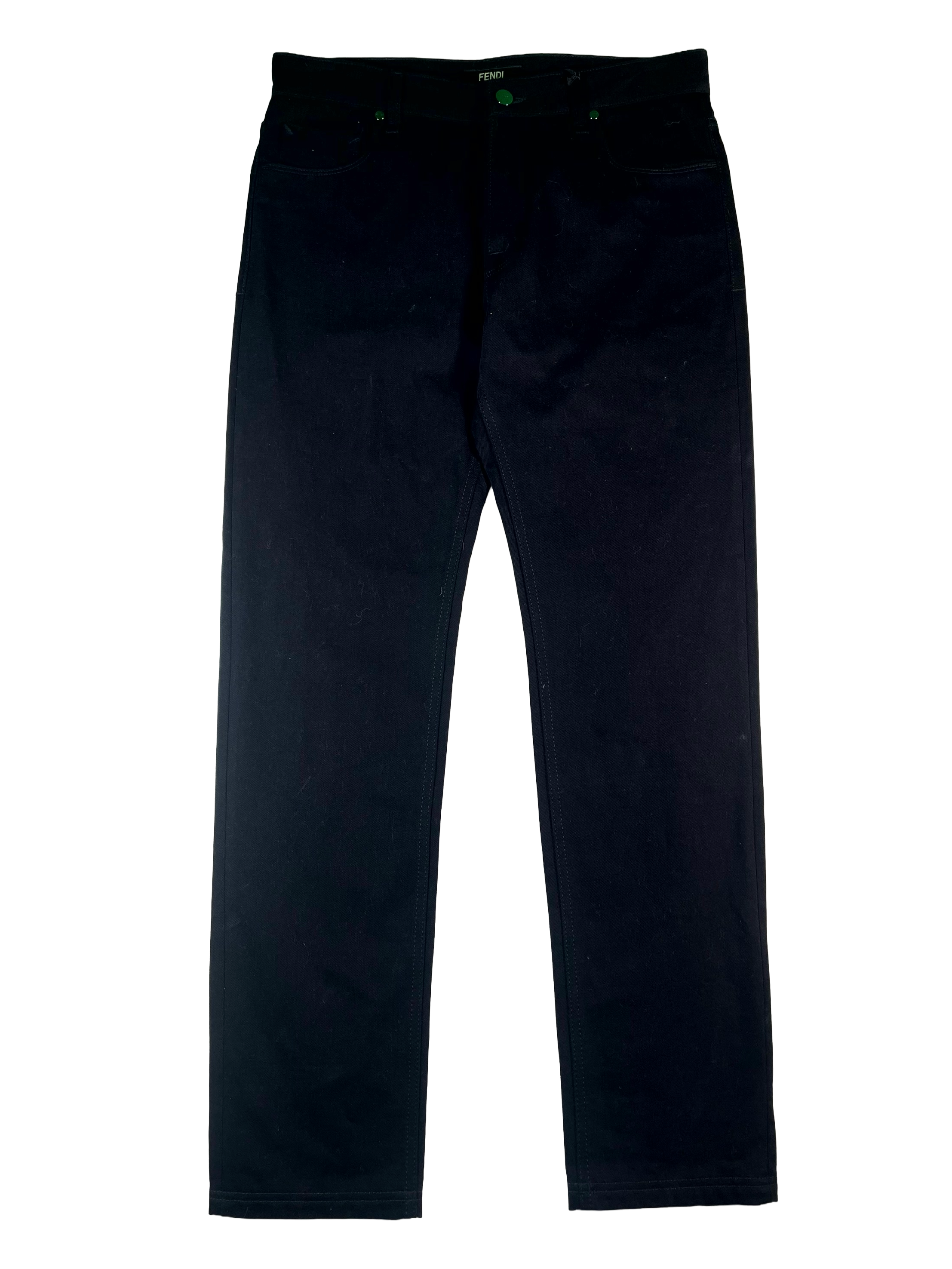 Fendi Pocket Embroidery Logo Black Jeans