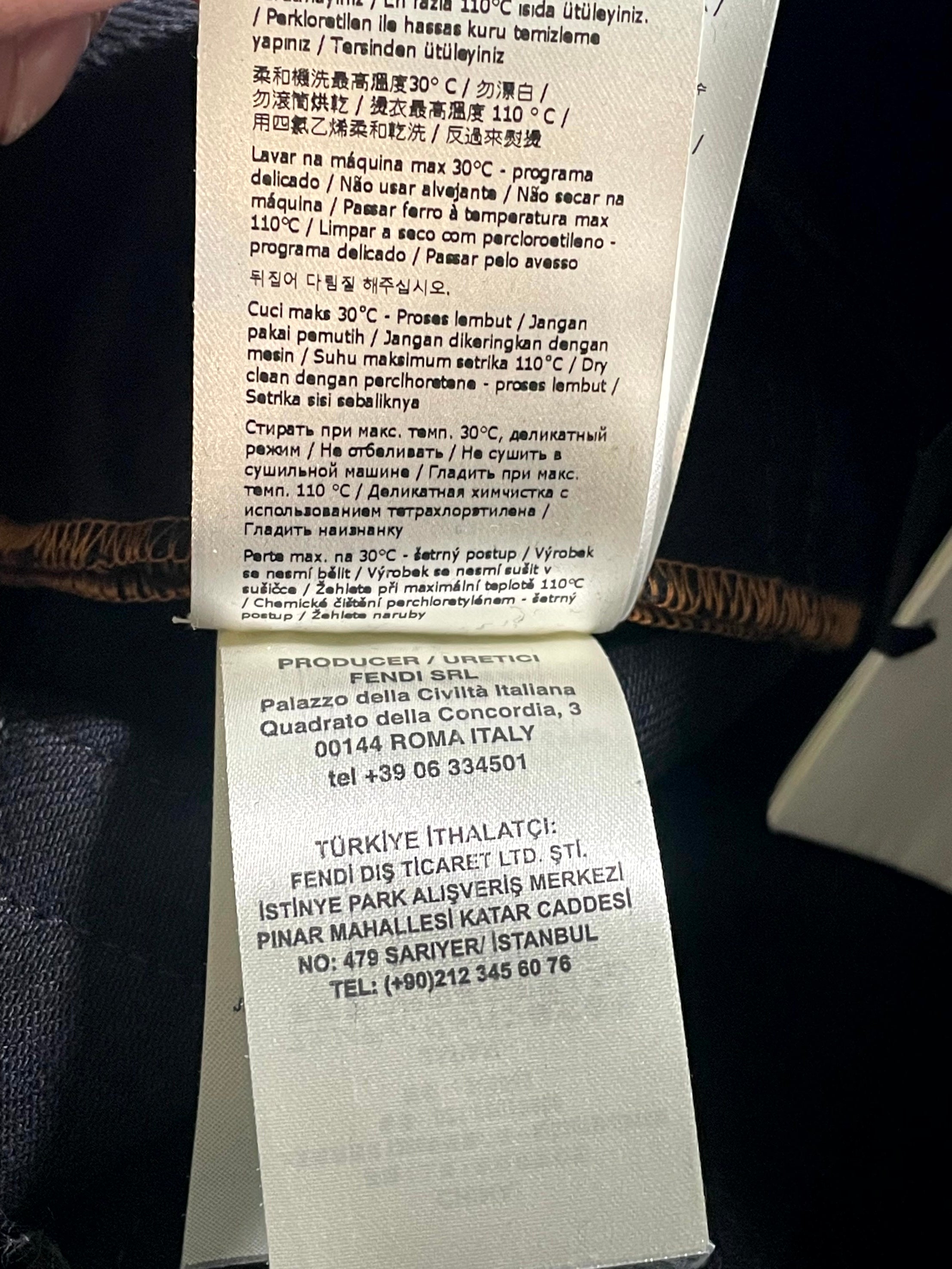 Fendi Pocket Embroidery Logo Black Jeans