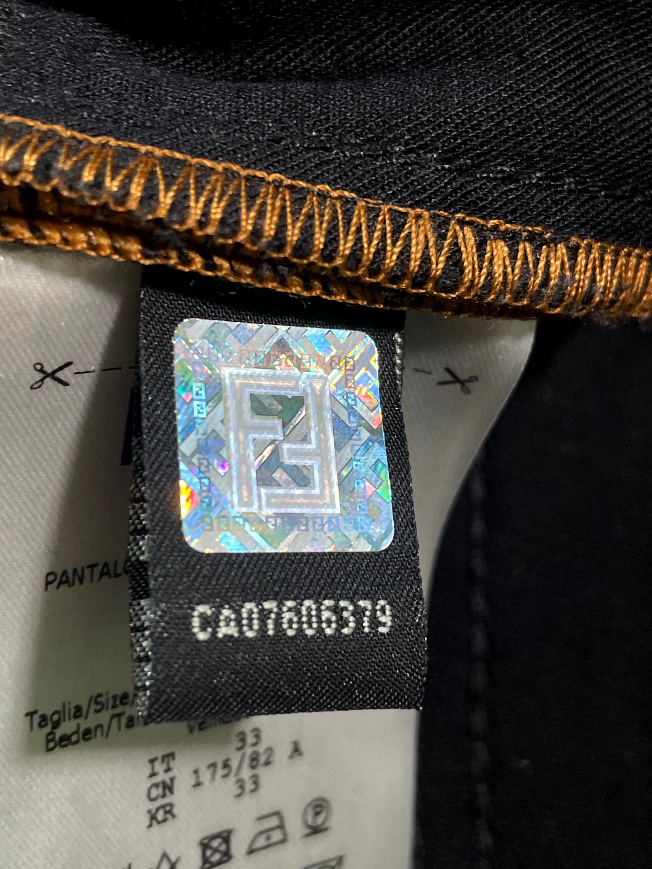 Fendi Pocket Embroidery Logo Black Jeans