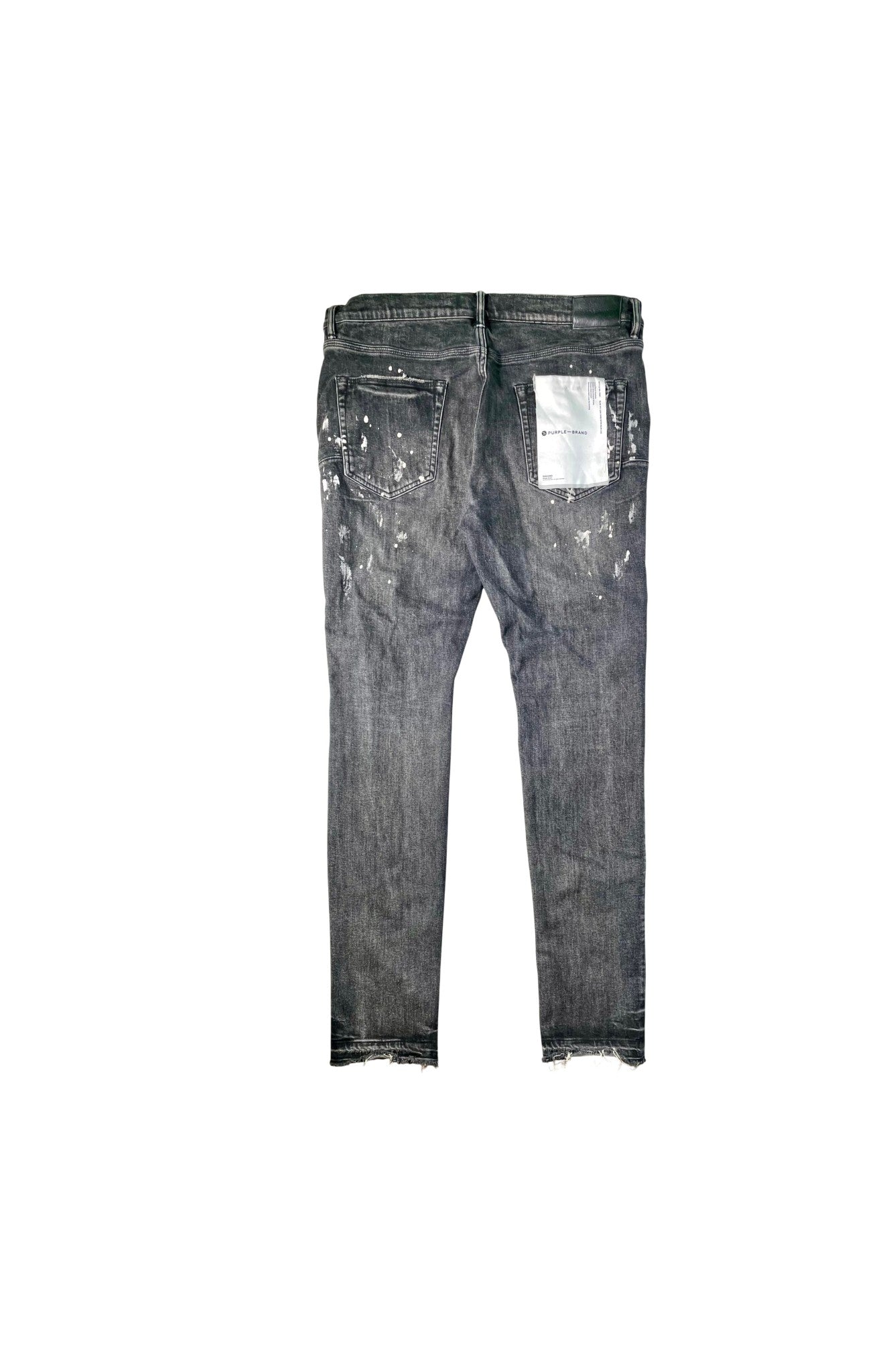 Purple Brand Splatter Ripped Black Wash Jeans
