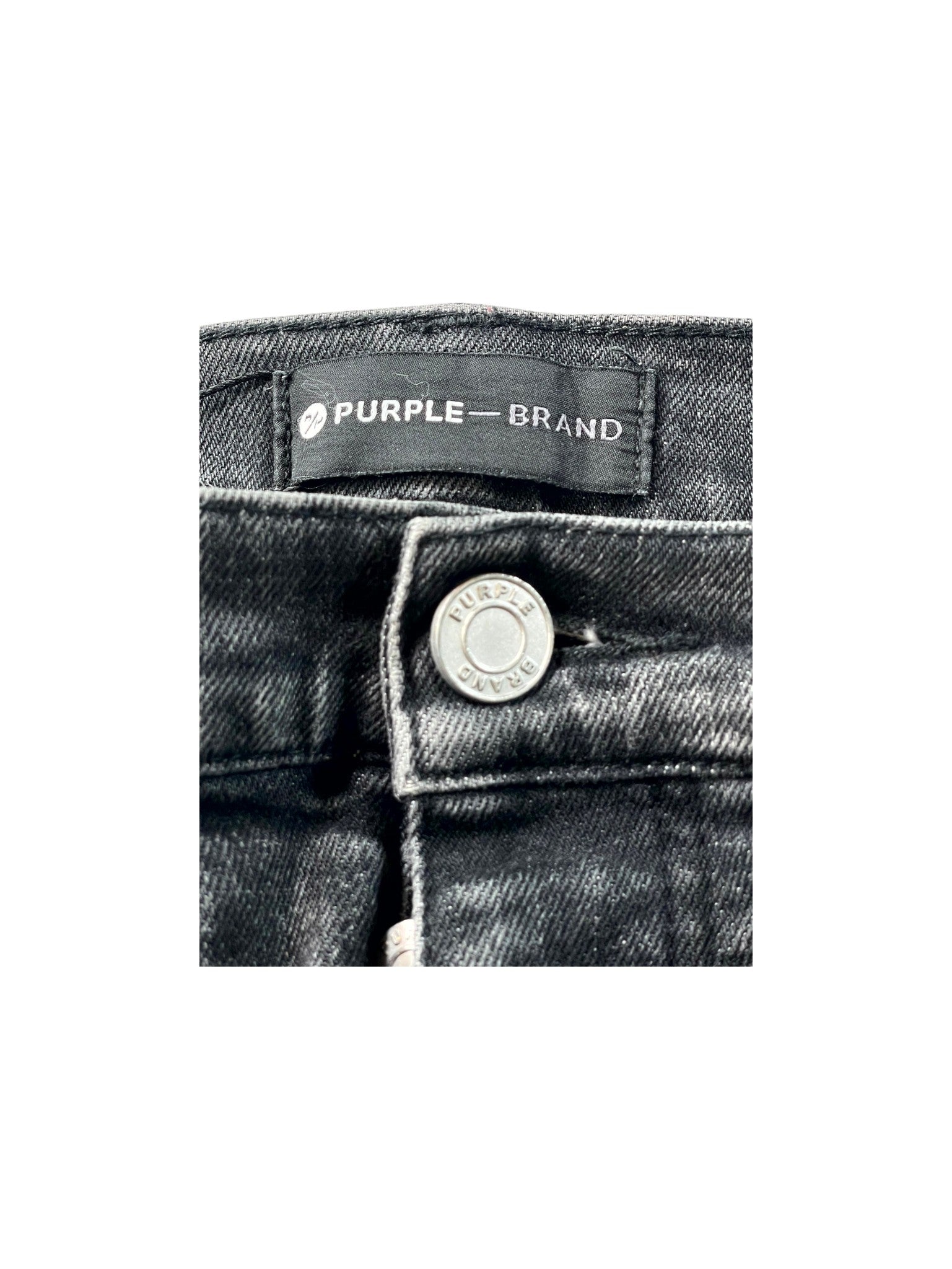 Purple Brand Splatter Ripped Black Wash Jeans