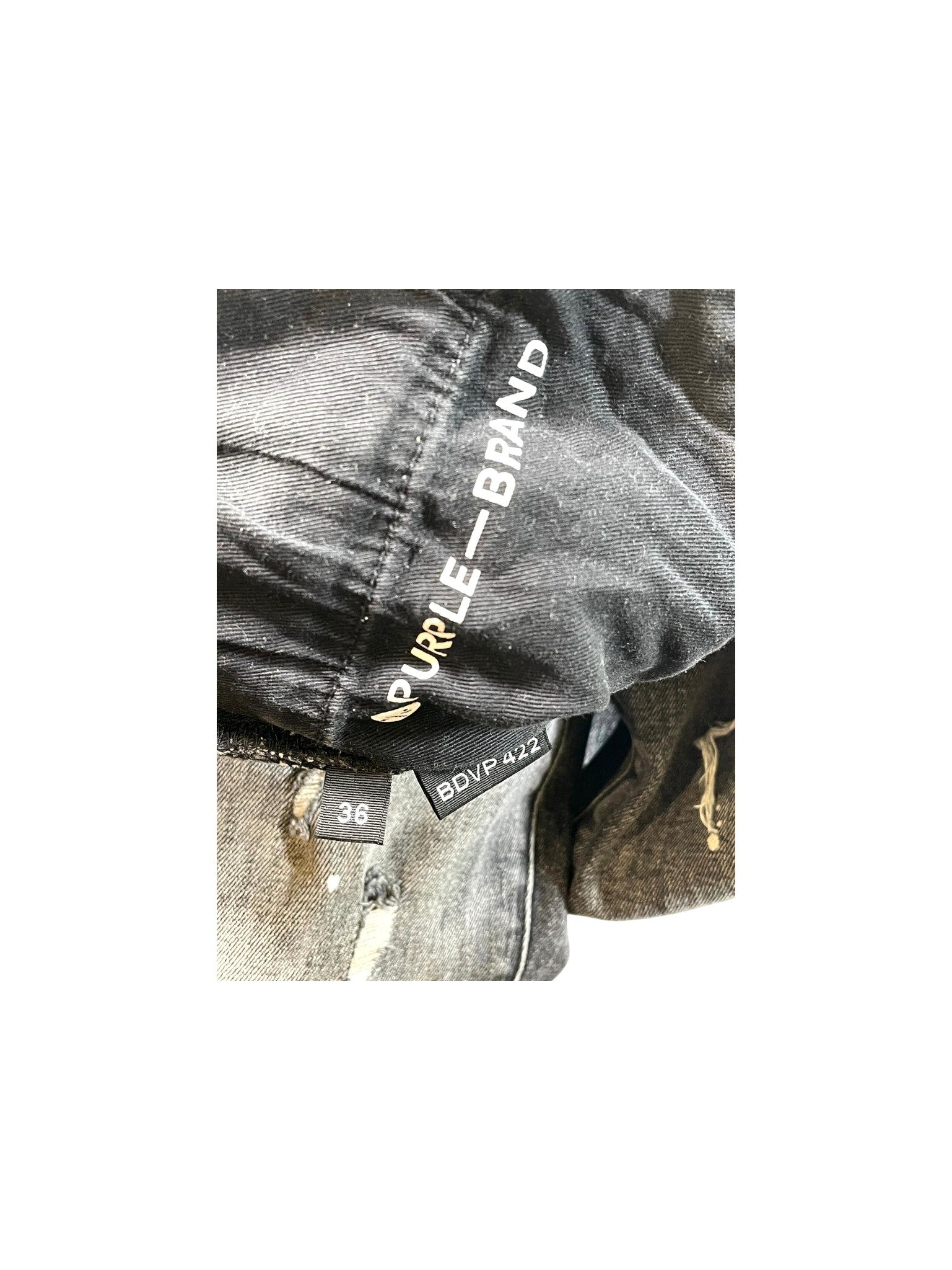 Purple Brand Splatter Ripped Black Wash Jeans