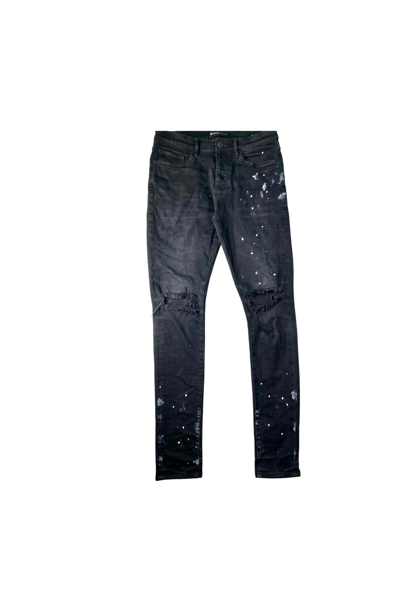 Purple Brand Splatter Ripped Black Jeans
