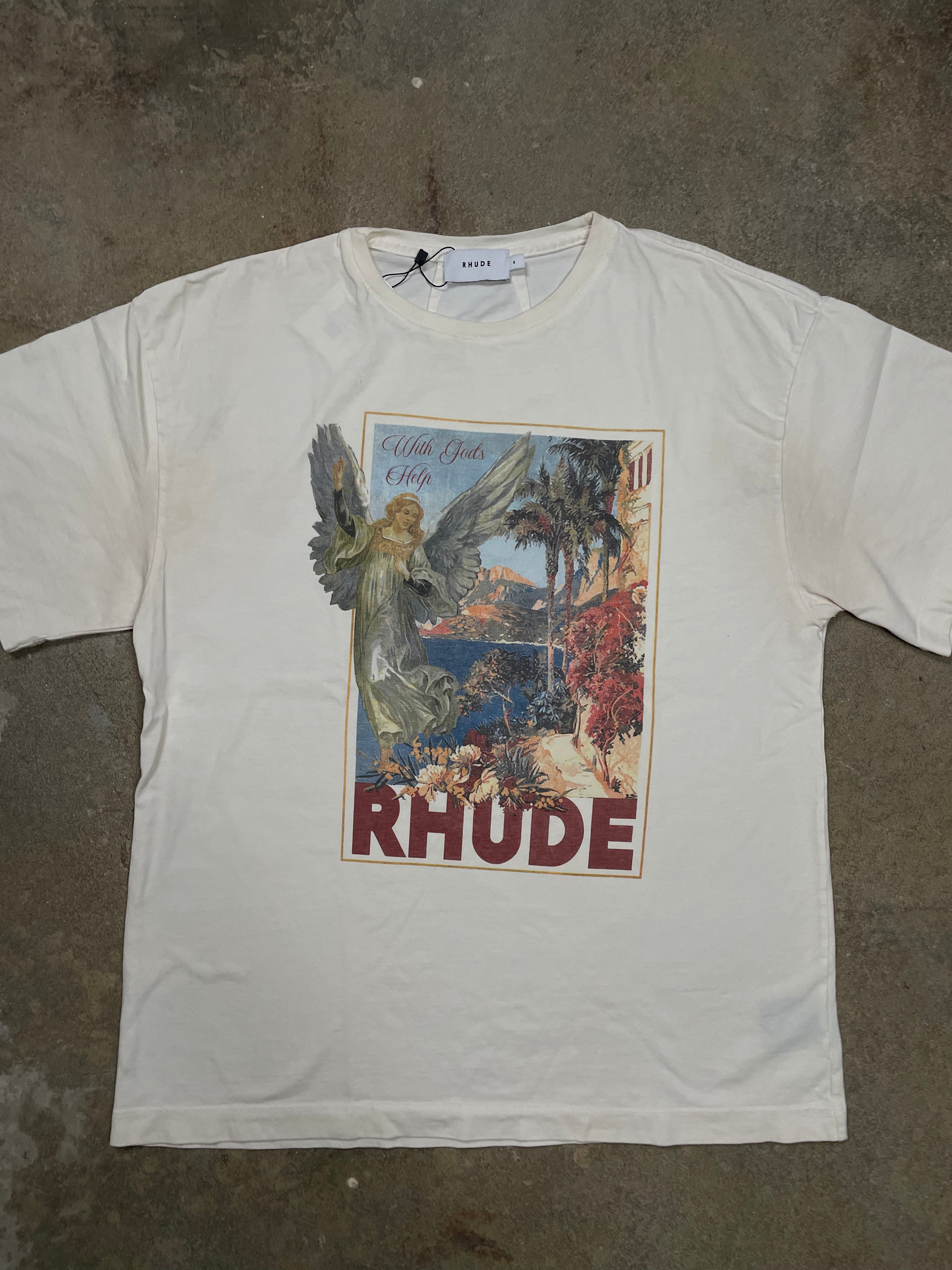 Rhude Angel Tee Cream Used Small