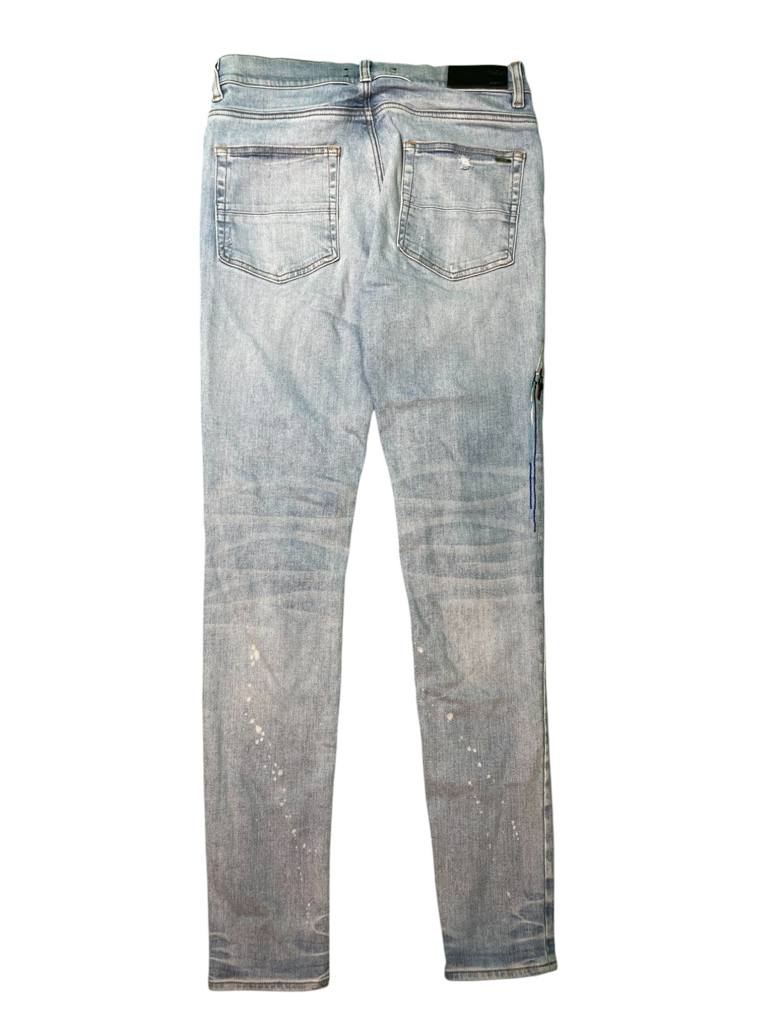 Amiri Side Logo Paint Drip Light Wash Jeans