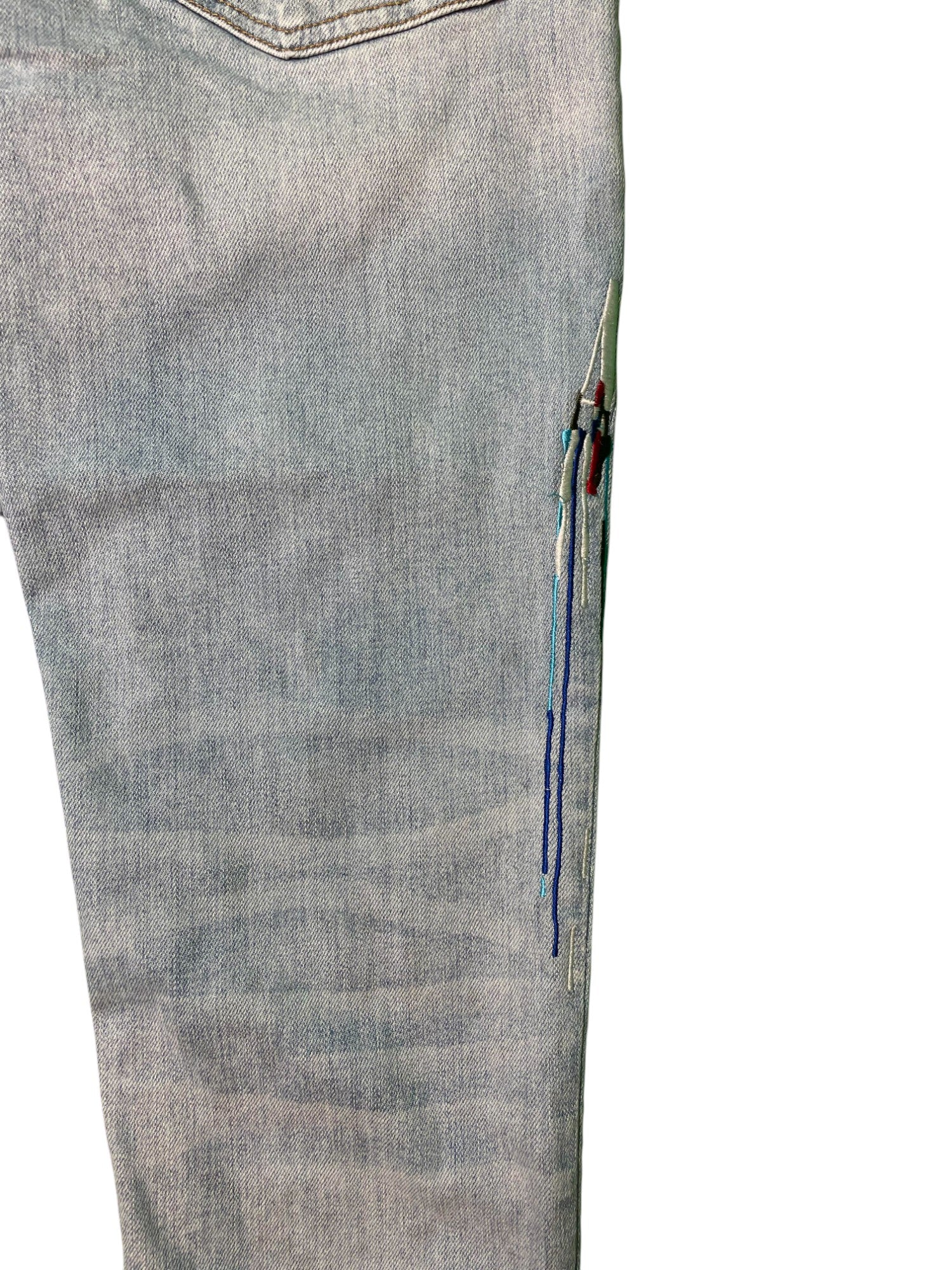 Amiri Side Logo Paint Drip Light Wash Jeans