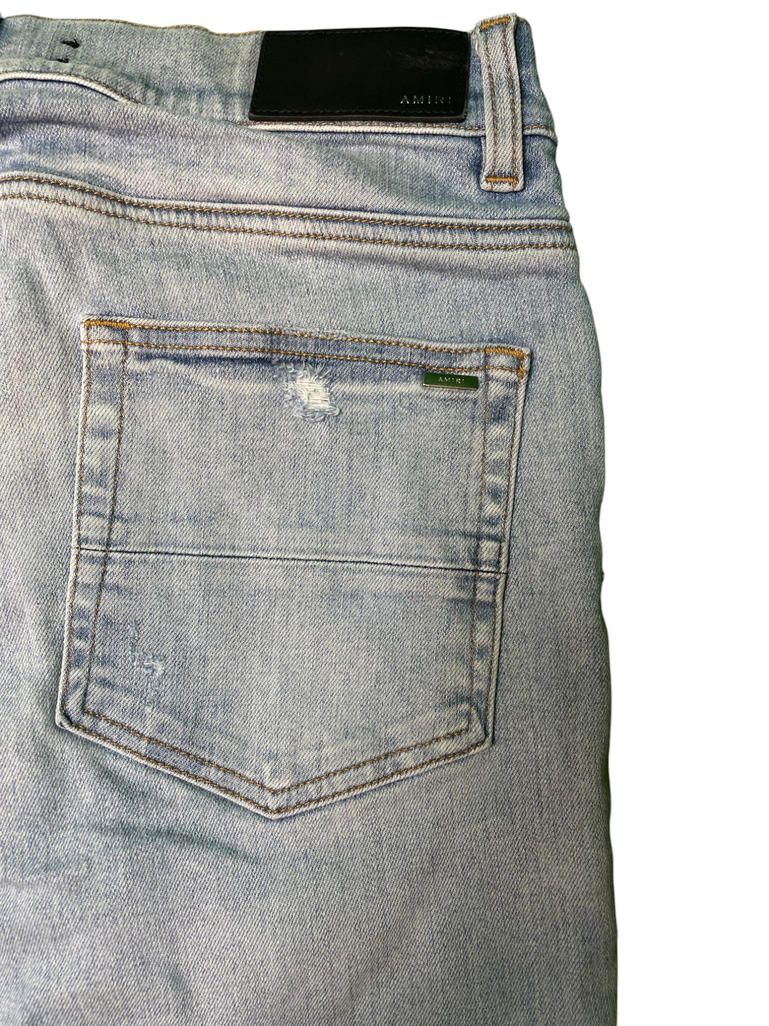 Amiri Side Logo Paint Drip Light Wash Jeans