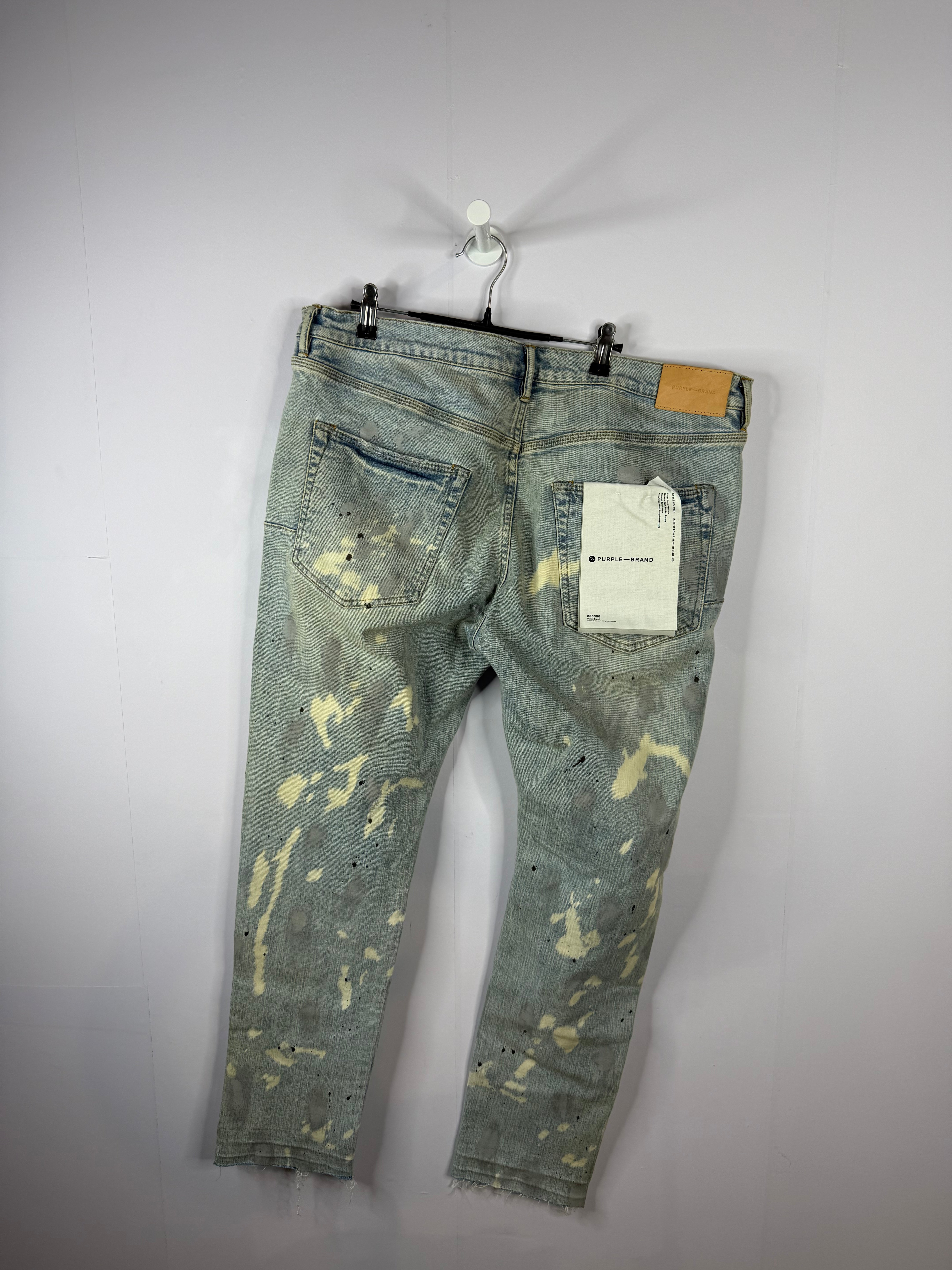 Purple Jeans Light Wash Splatter Used 38