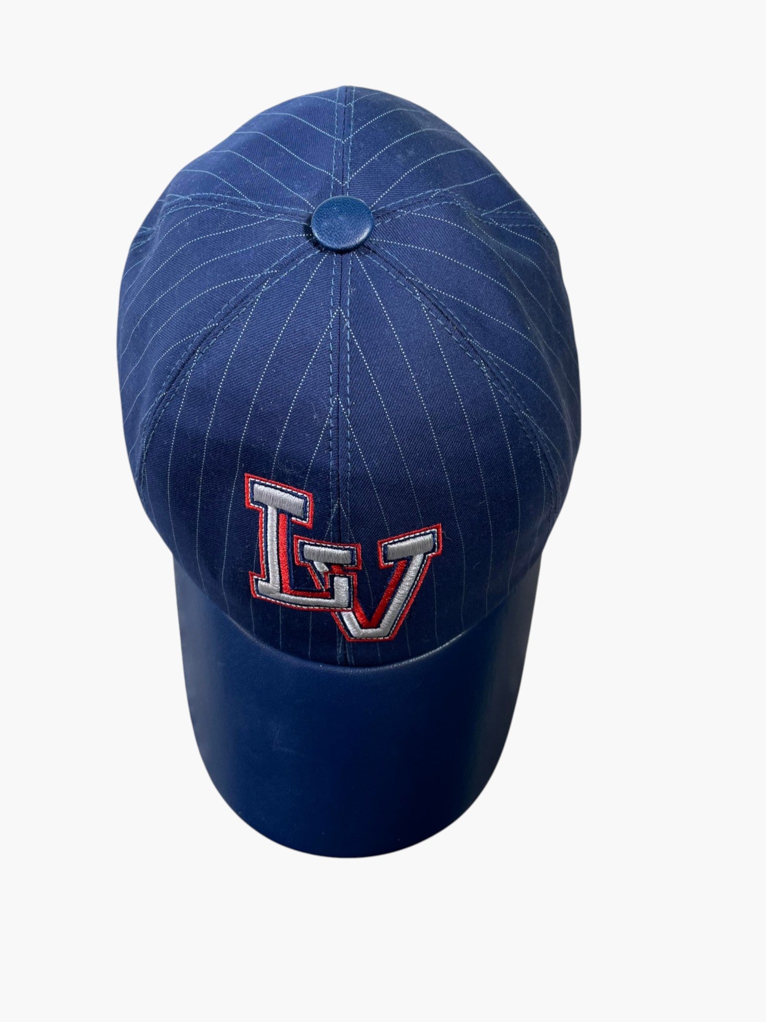 Louis Vuitton Pinstripe Embroidered Logo Navy Hat