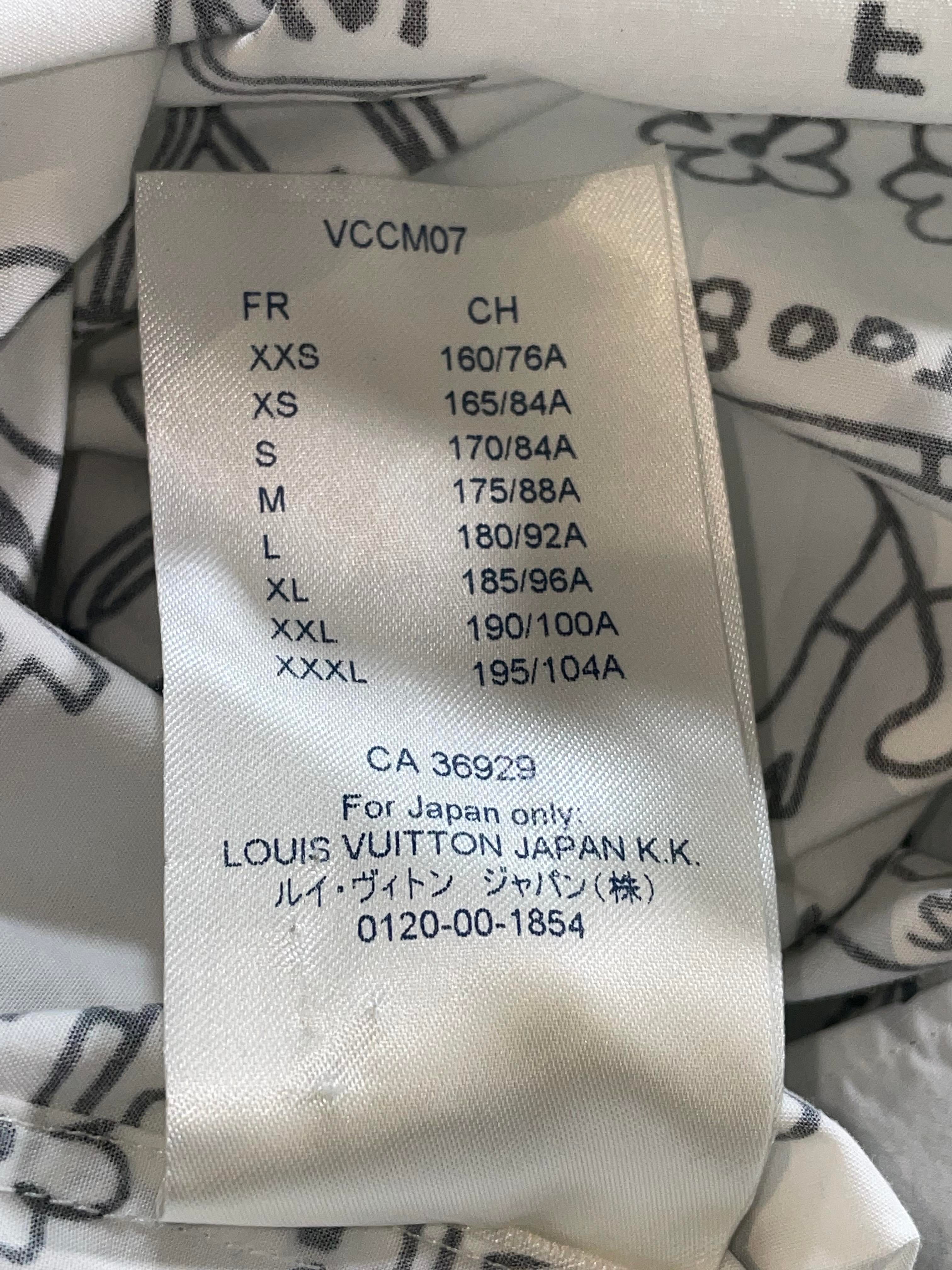 Louis Vuitton Multi Logo Print White & Black Button Up Shirt