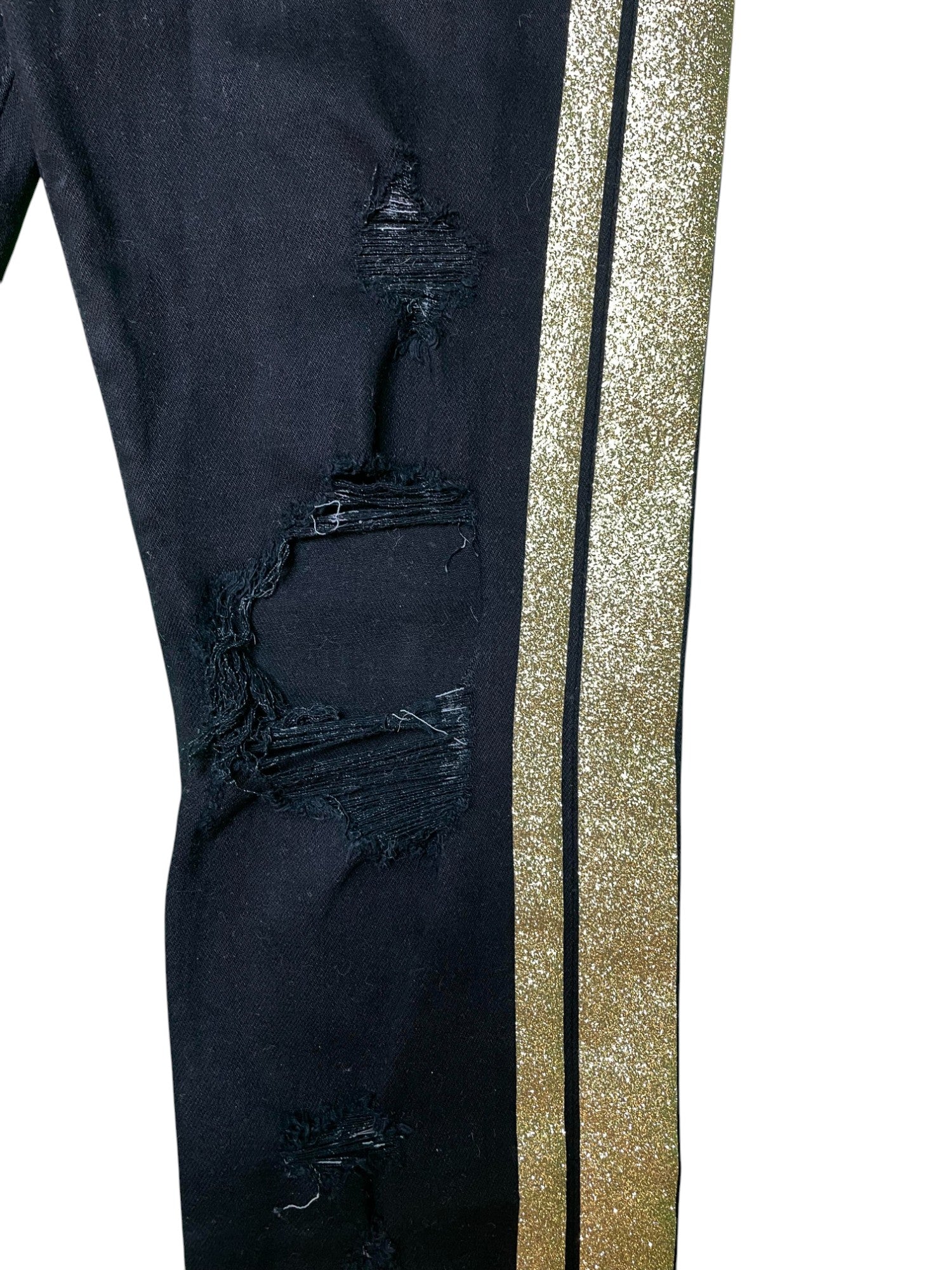 Amiri Thrasher Gold Stripe Black Jeans