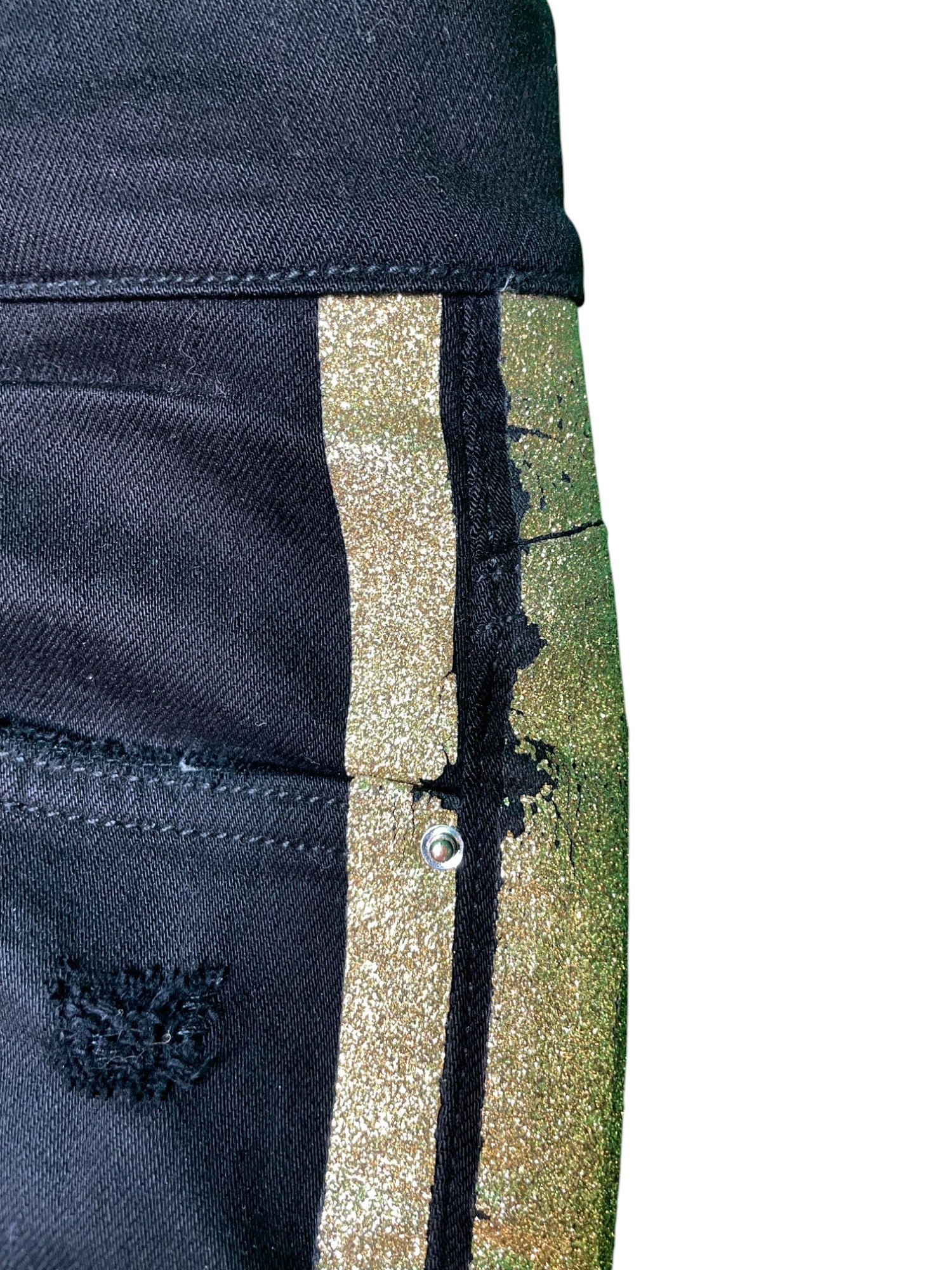 Amiri Thrasher Gold Stripe Black Jeans