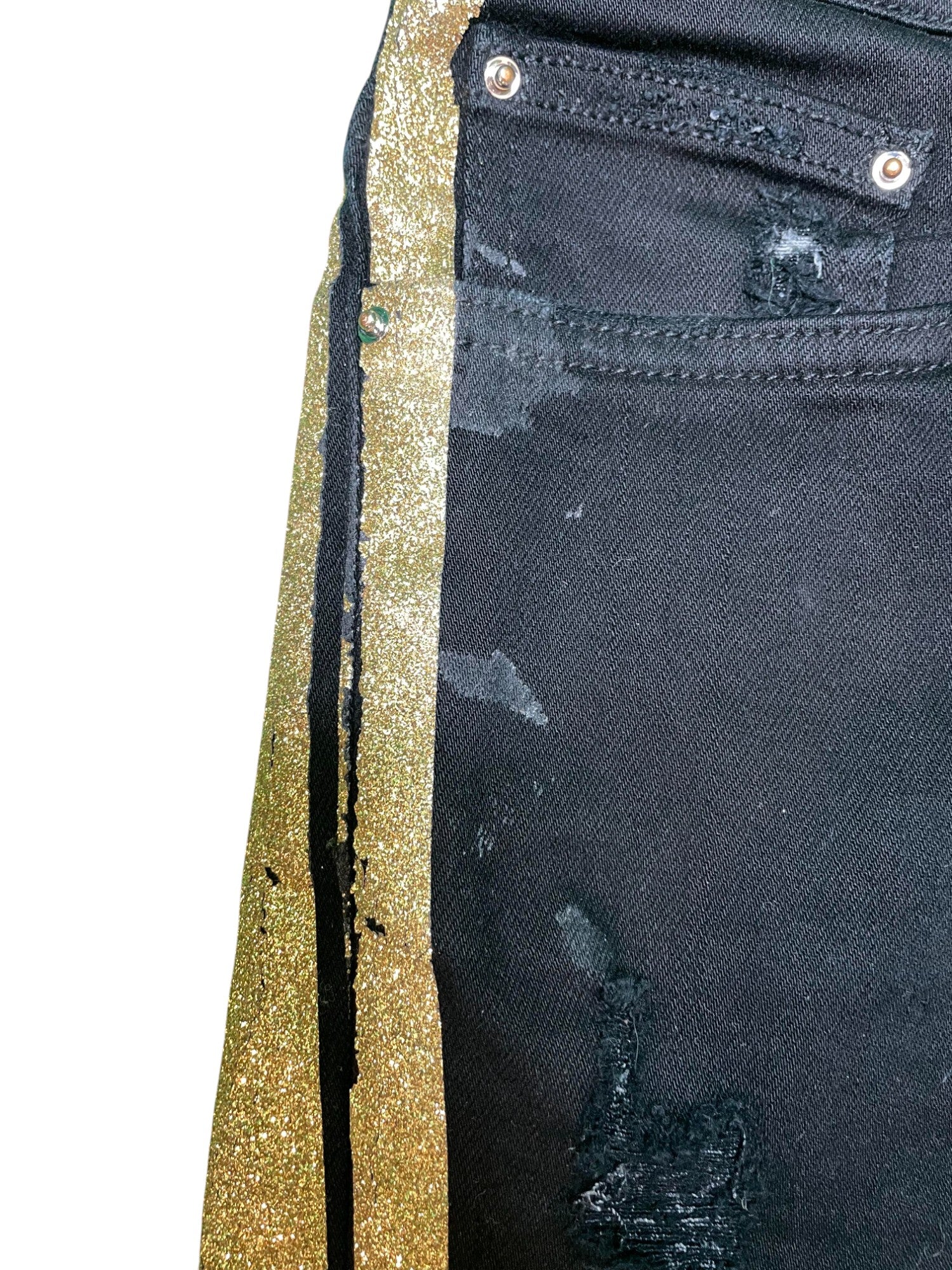 Amiri Thrasher Gold Stripe Black Jeans