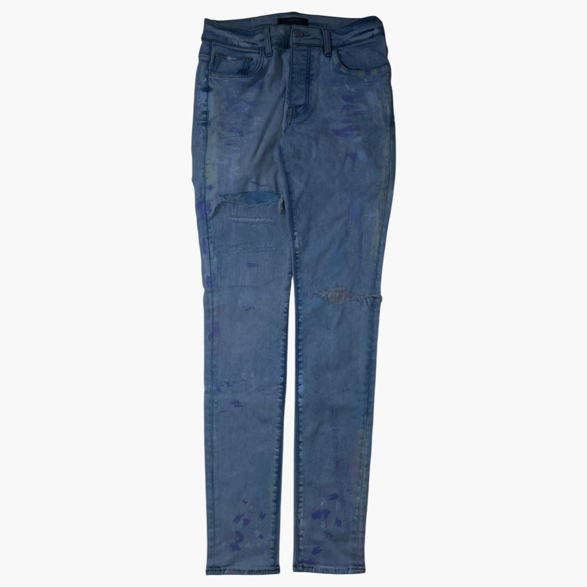Amiri Thrasher Paint Splatter Light Wash Jeans