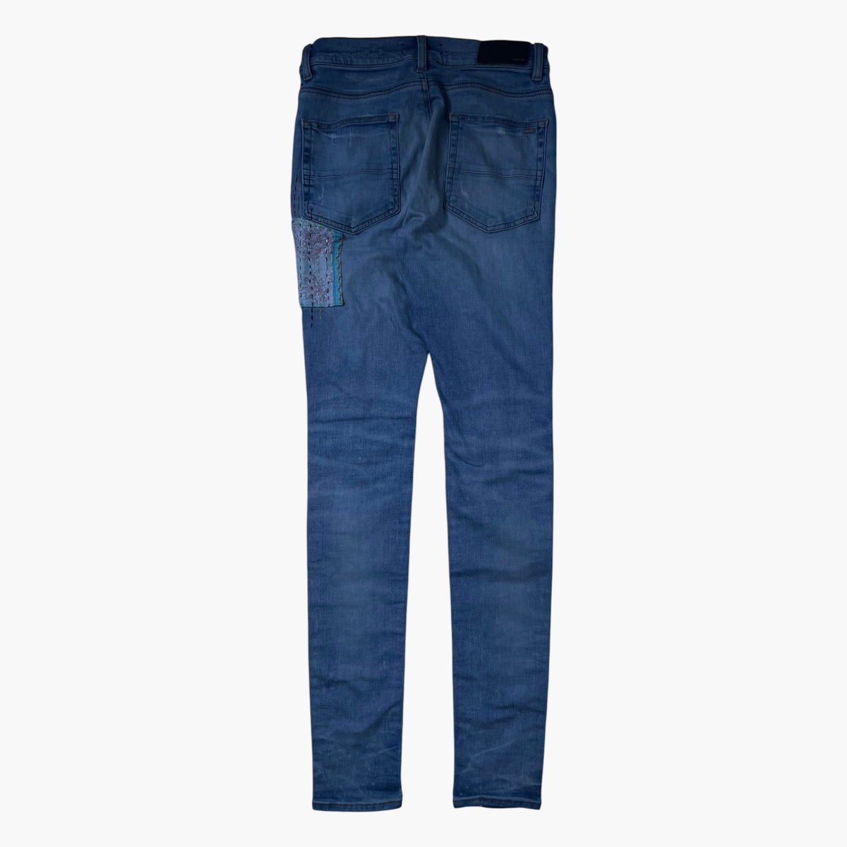 Amiri Patchwork Light Wash & Teal Jeans