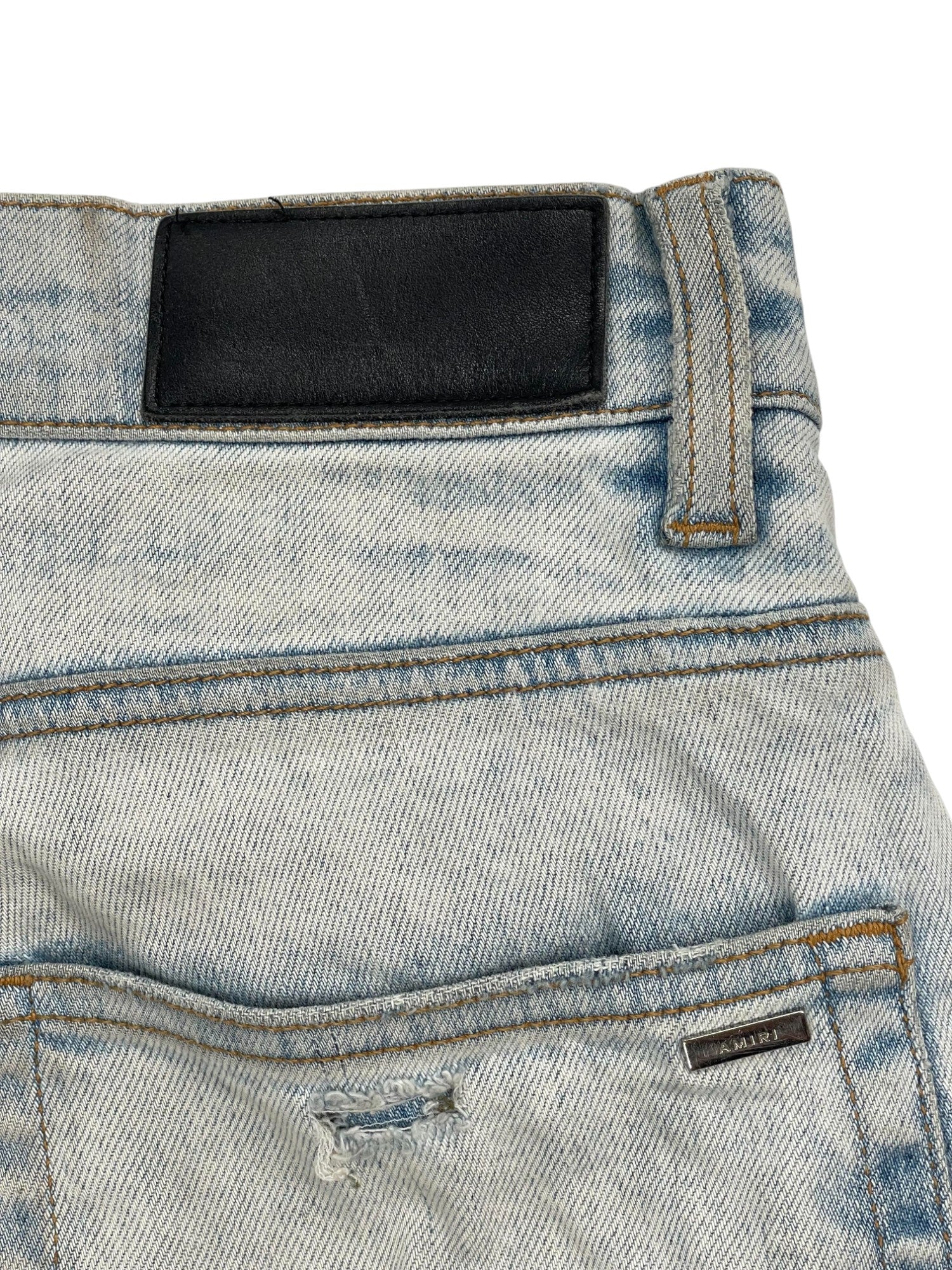 Amiri White Bandana Patch Light Wash Jeans