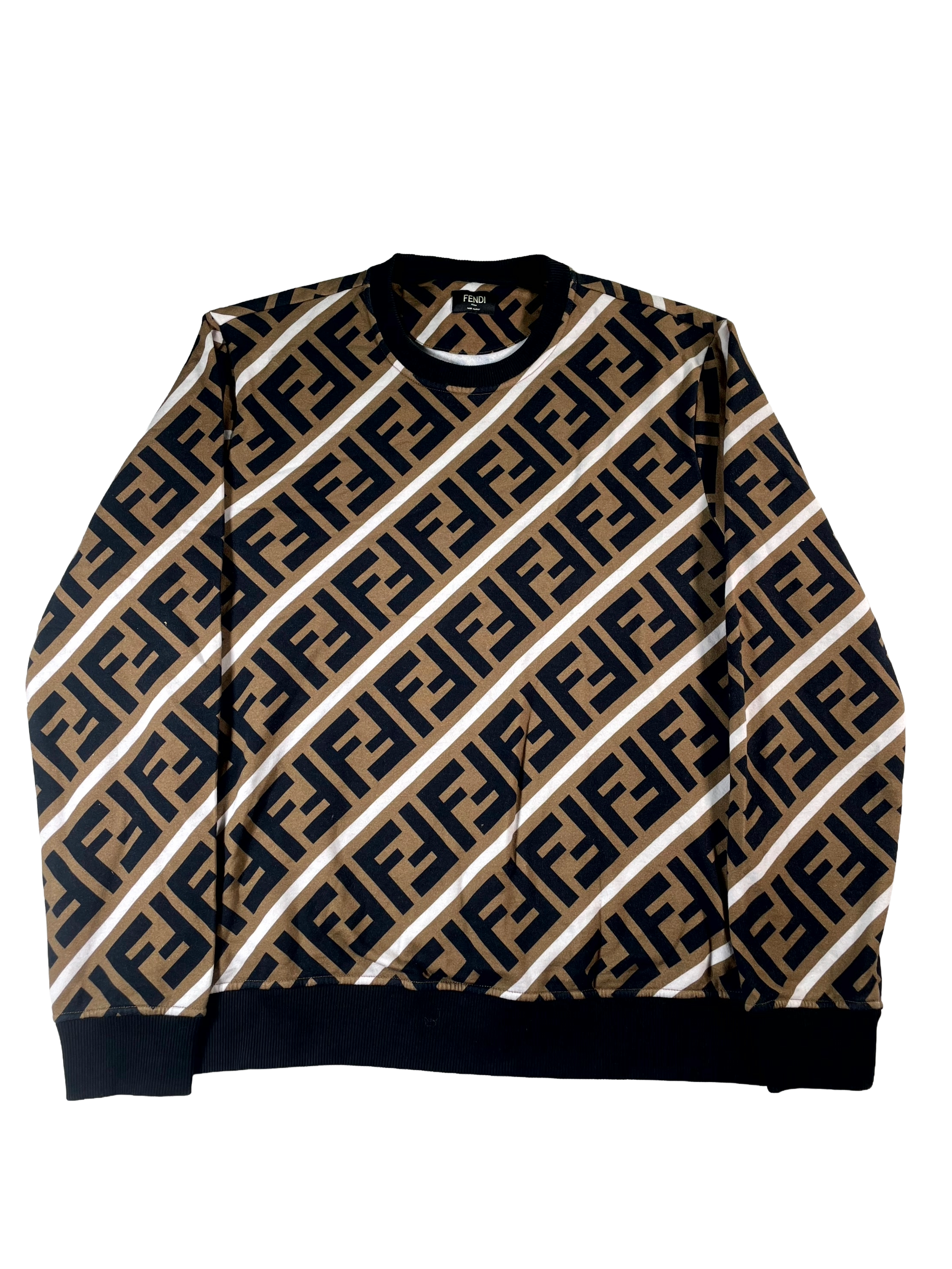 Fendi All Over Monogram Crewneck Brown & Black Sweater