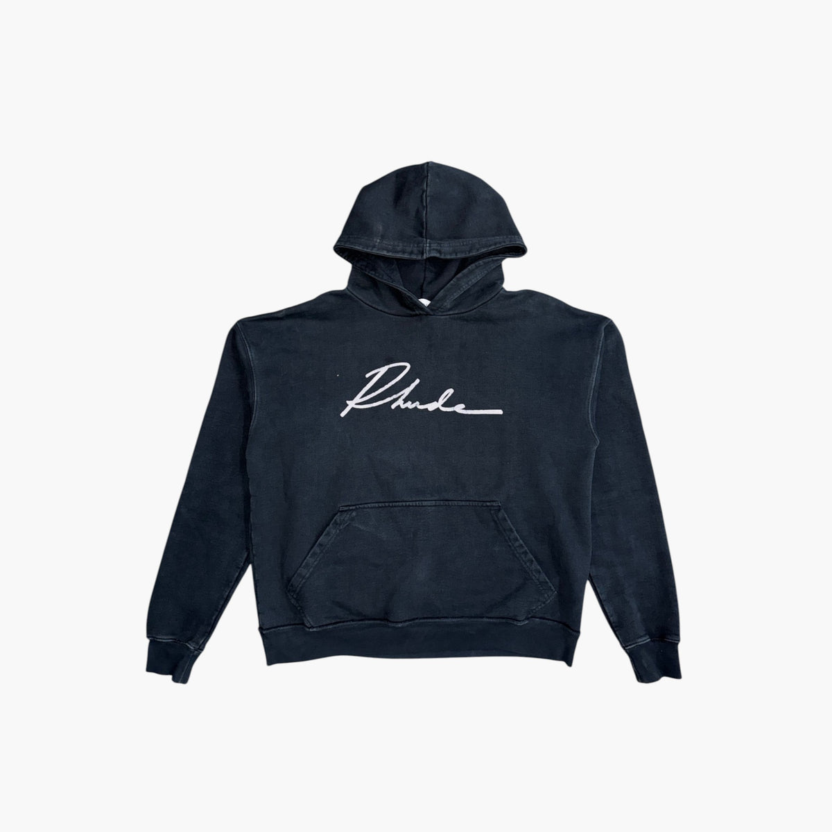 Rhude Script Logo Black Wash Hoodie