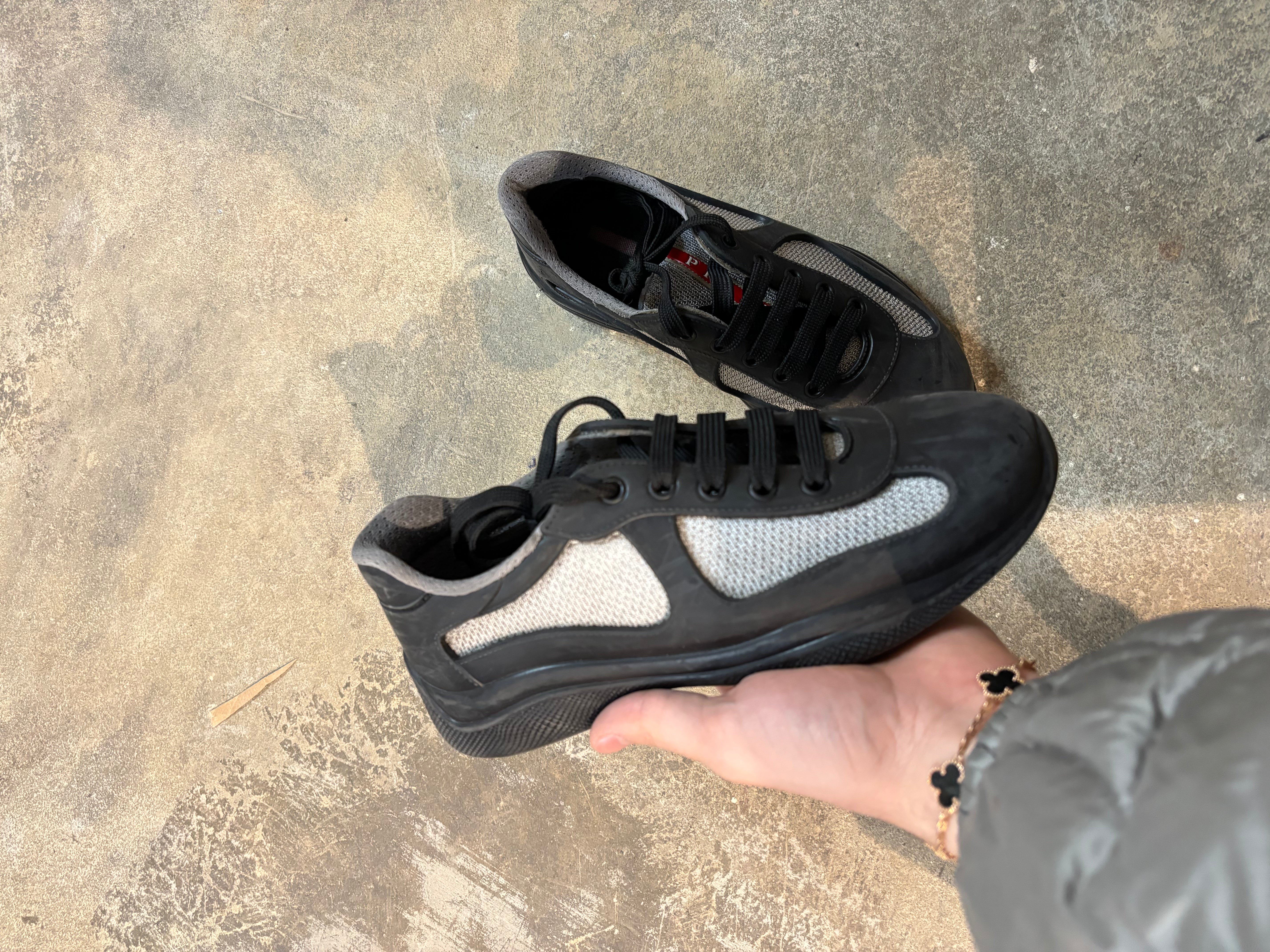 Prada Rubber Cup Black Grey Used 36 No Box