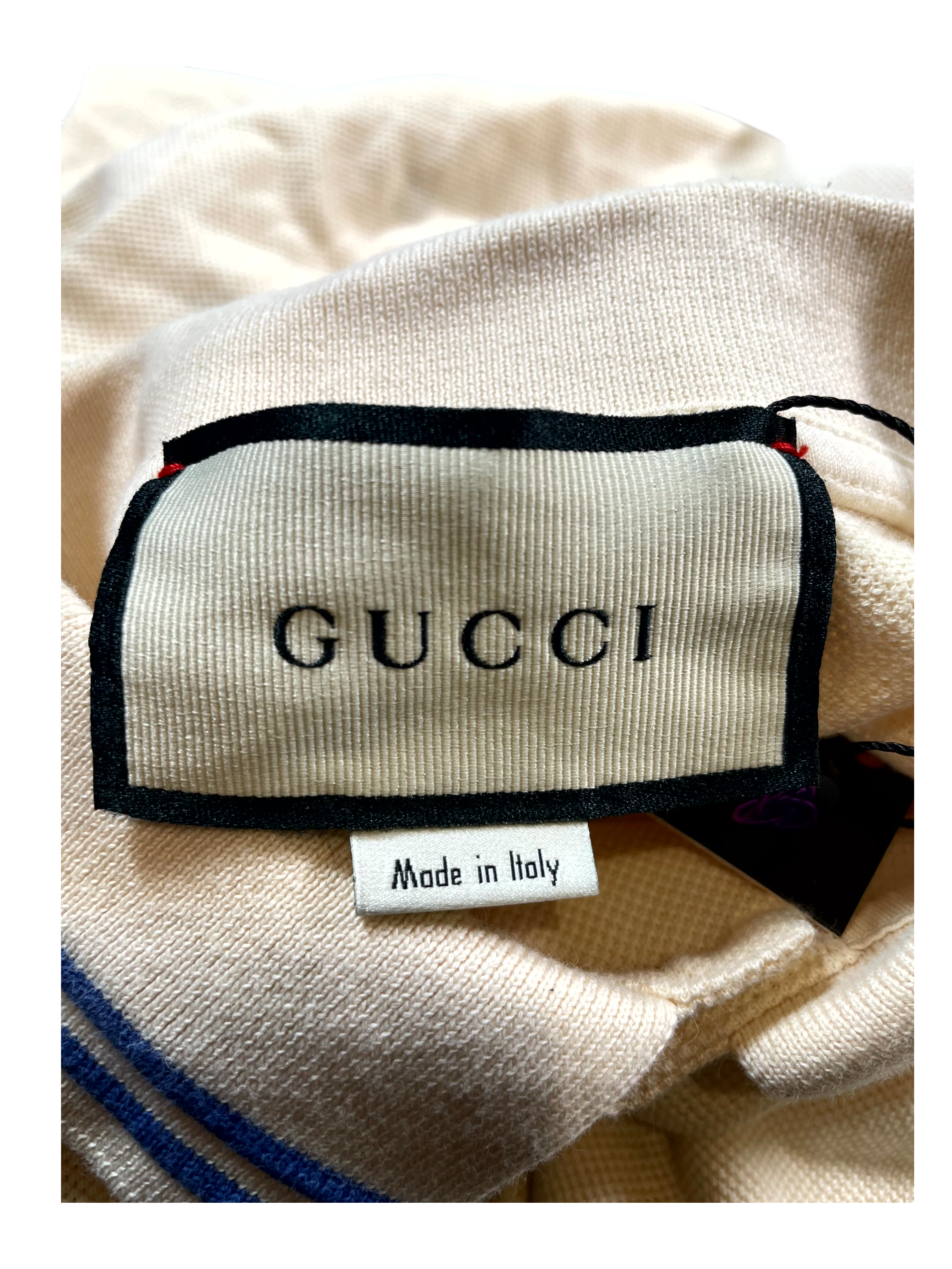 Gucci All Over Cream & Blue Polo Shirt