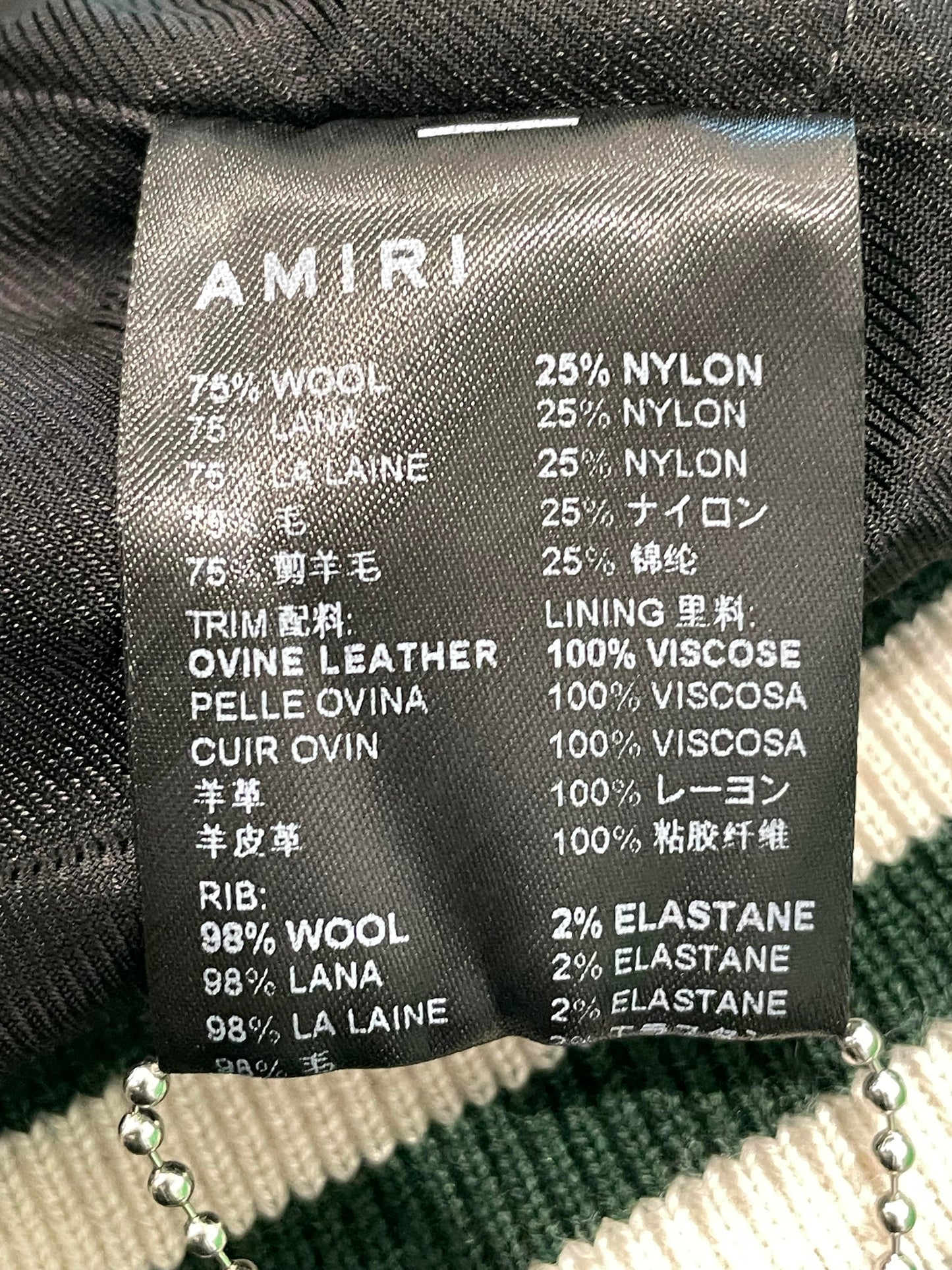 Amiri "Bones" Green Varsity Jacket