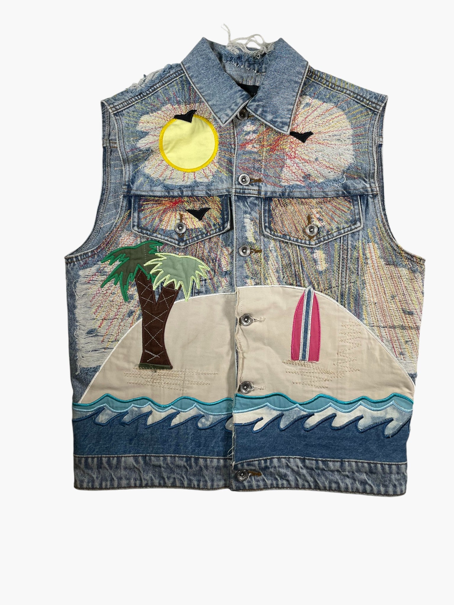 Who Decides War Pale USA Embroidered Denim Vest