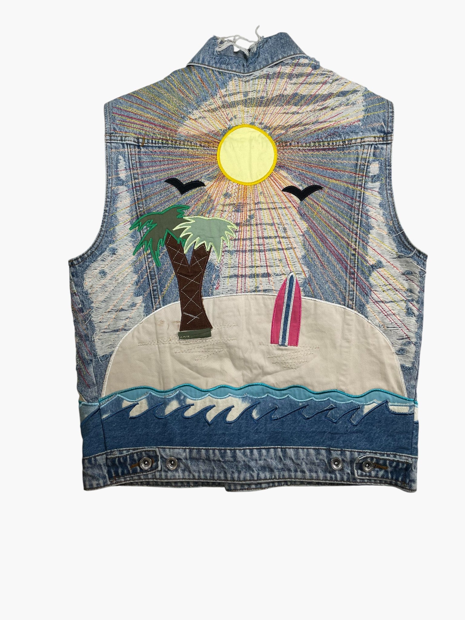 Who Decides War Pale USA Embroidered Denim Vest