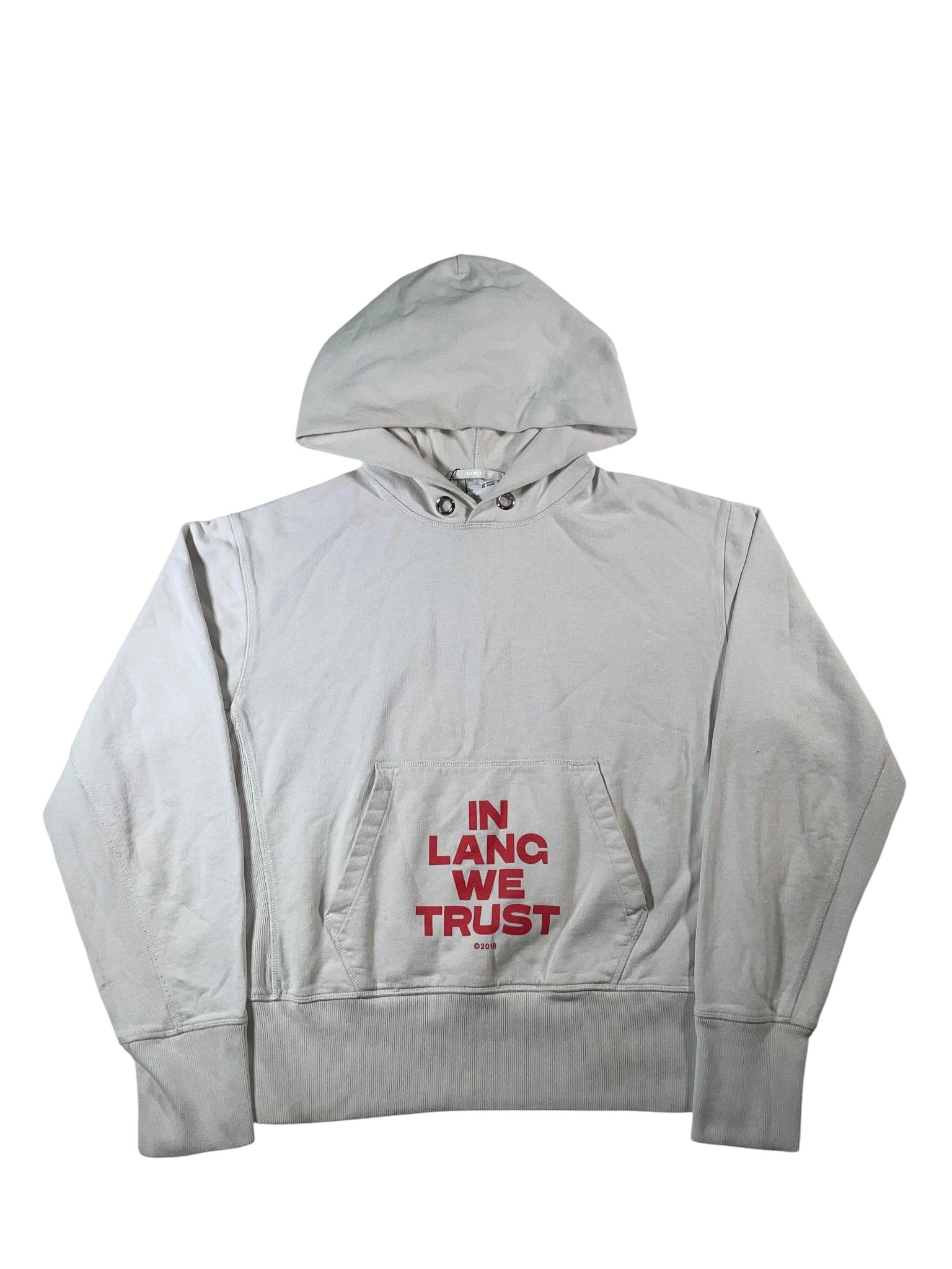 Helmut Lang 'In Lang We Trust' White & Red Hoodie