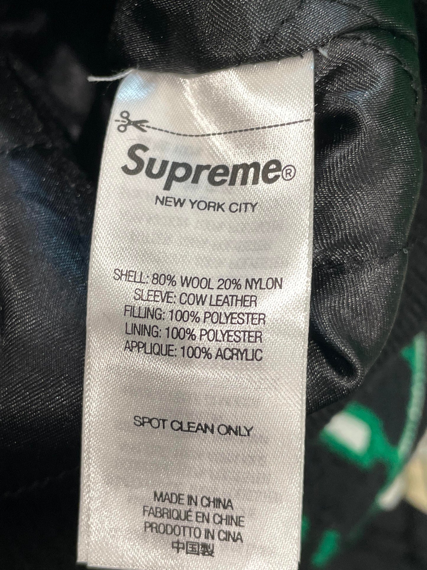 Supreme "Wave" Black & Green Varsity Jacket