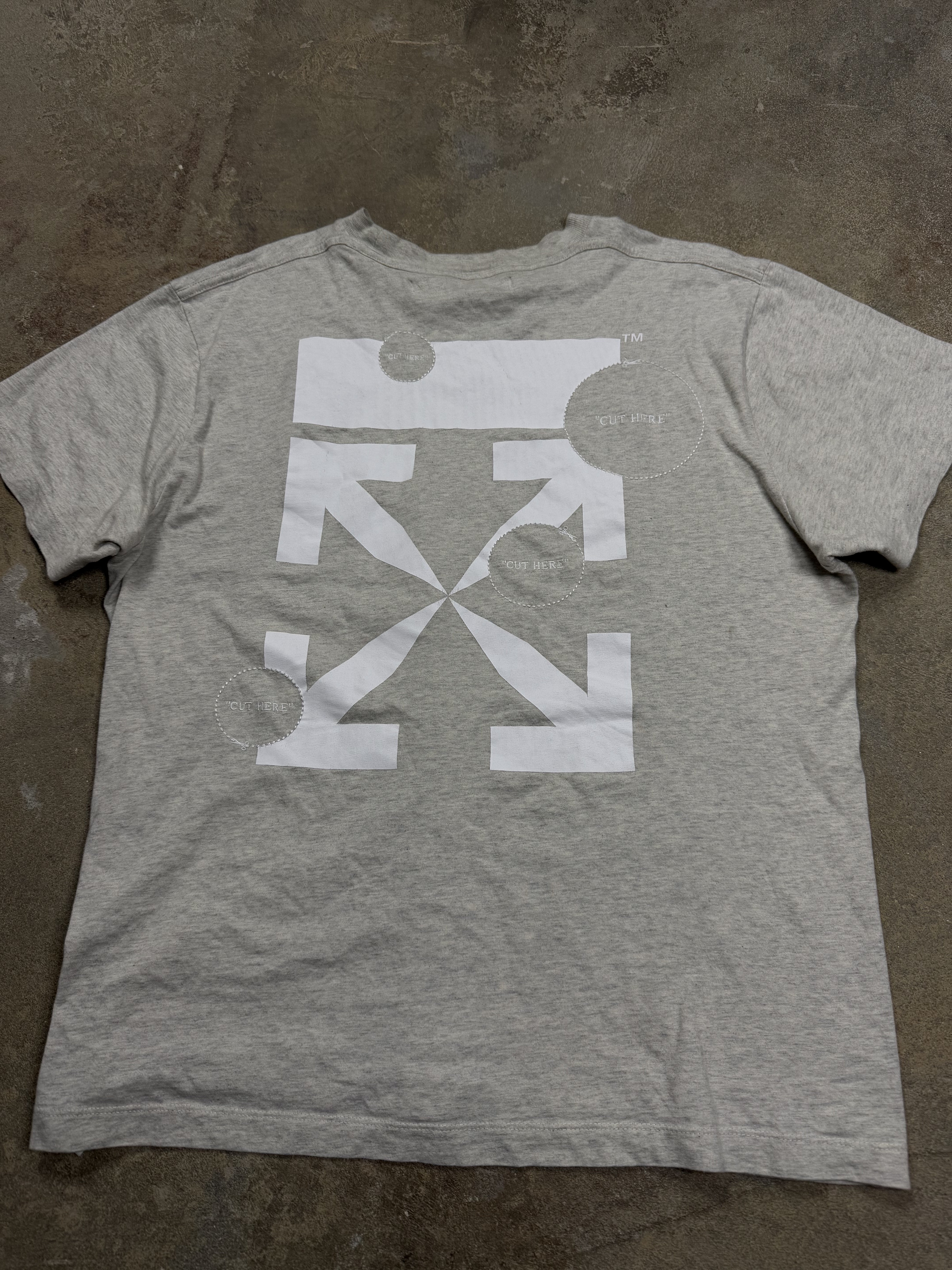 Off White Grey White Tee Used XS