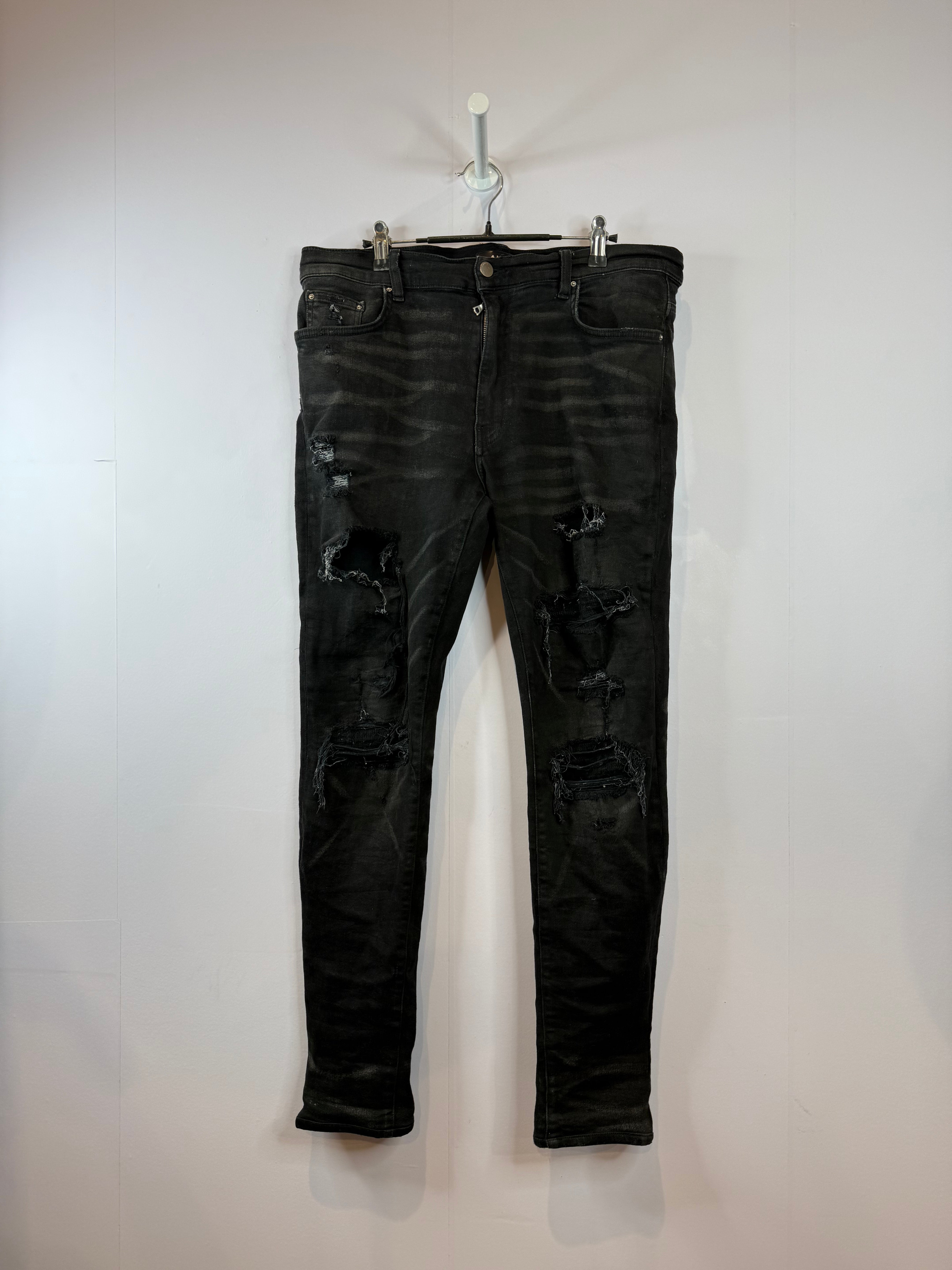Amiri Black Wool Patch Black Jeans