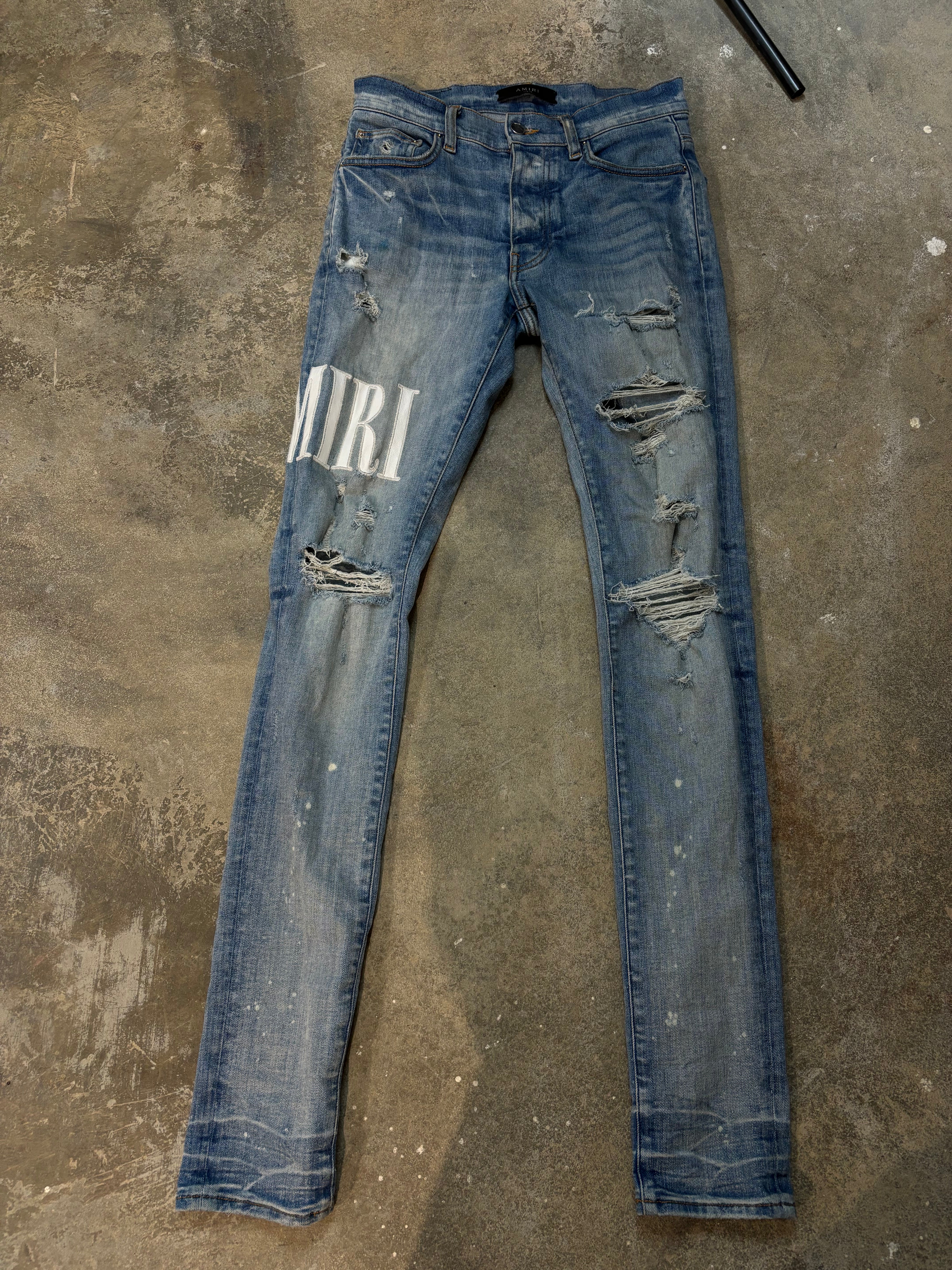 Amiri Jeans Lightwash White Side Logo Used 28