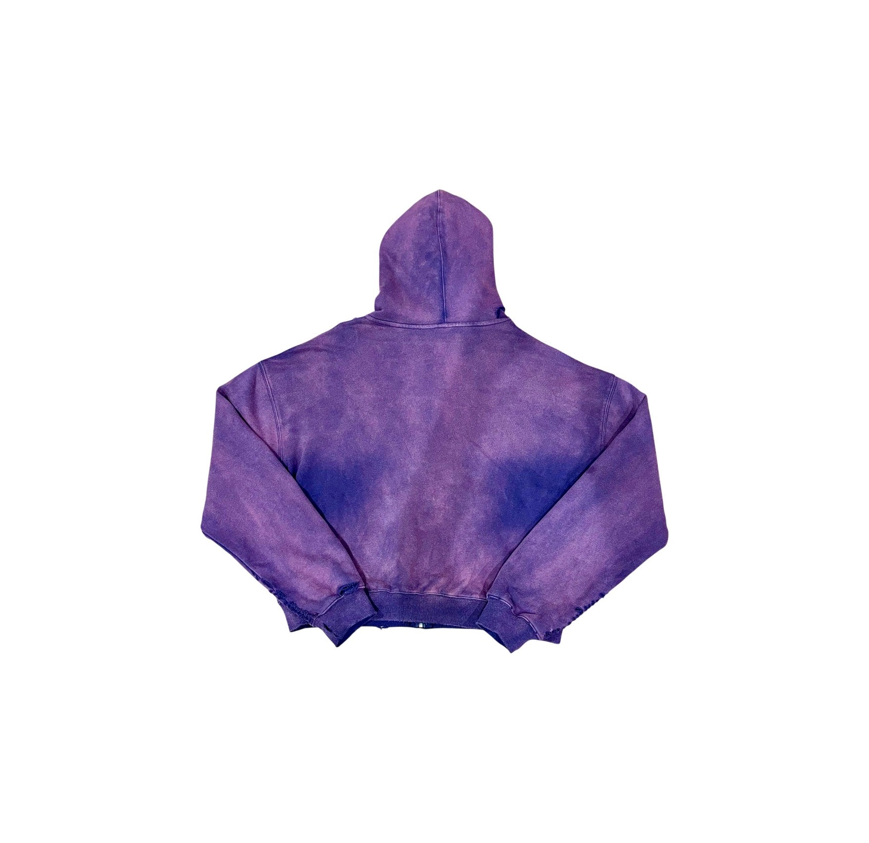 Vale Distressed Zip Up Purple Hoodie