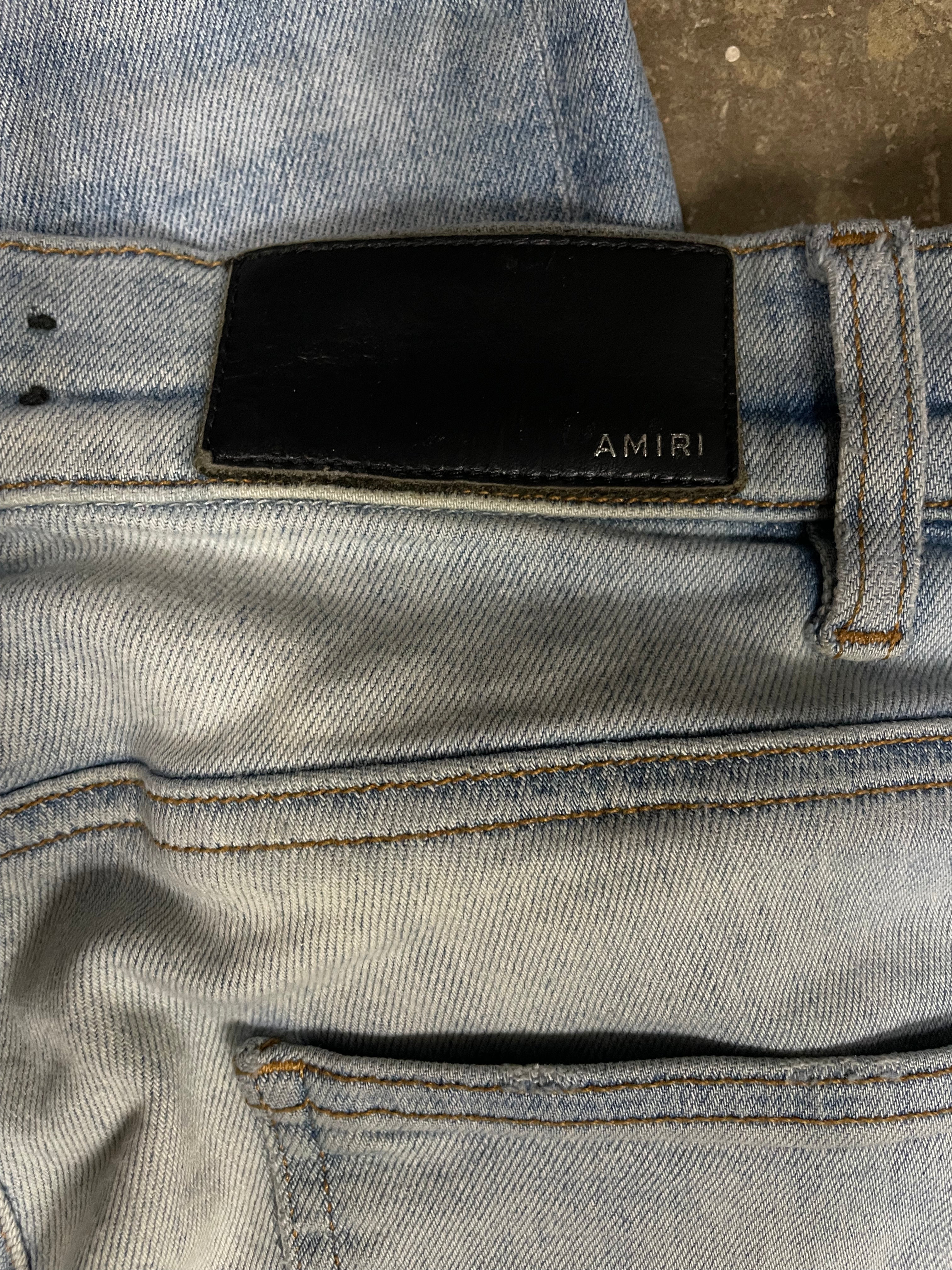 Amiri "MX1" Paisley Patch Light Wash Jeans