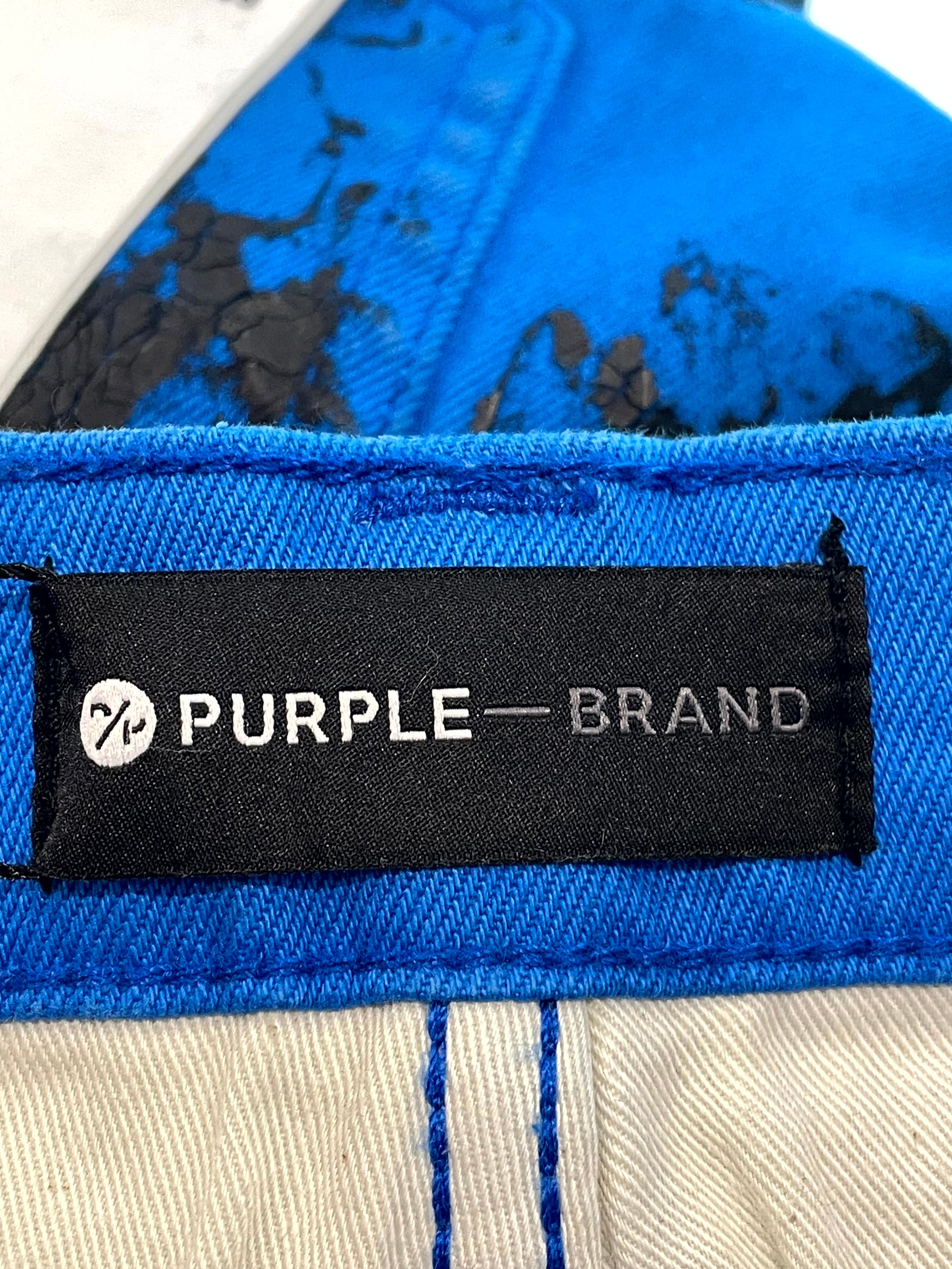 Purple Brand Paint Crackle Blue & Pink Jeans