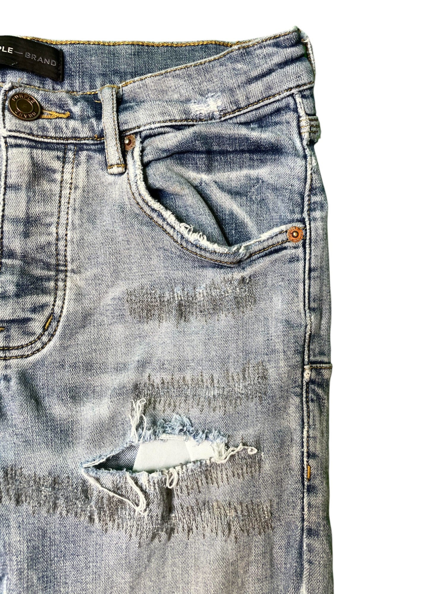 Purple Brand "Stitches" Light Wash Blue Jeans