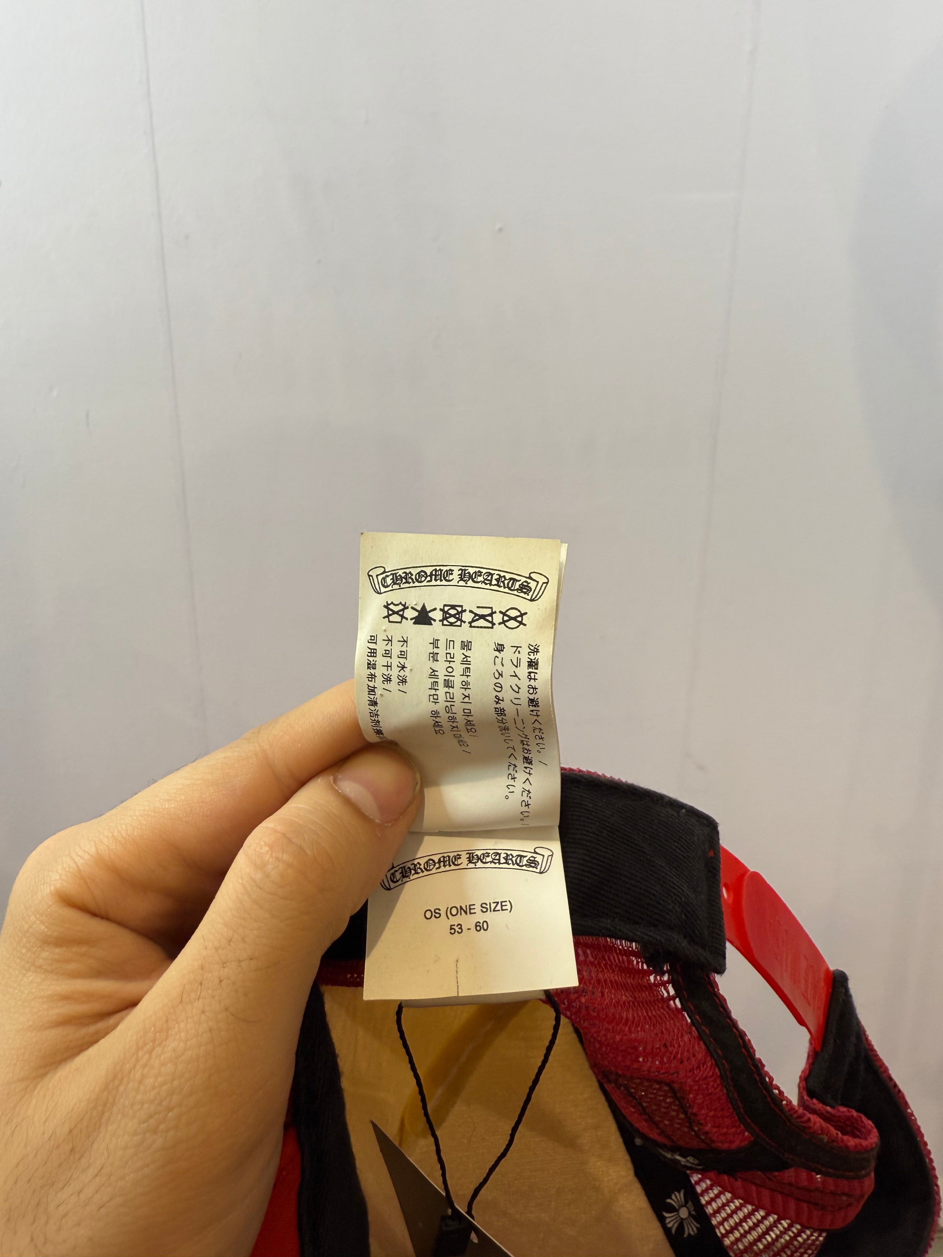 Chrome Hearts Triple Cross White & Red Trucker Hat