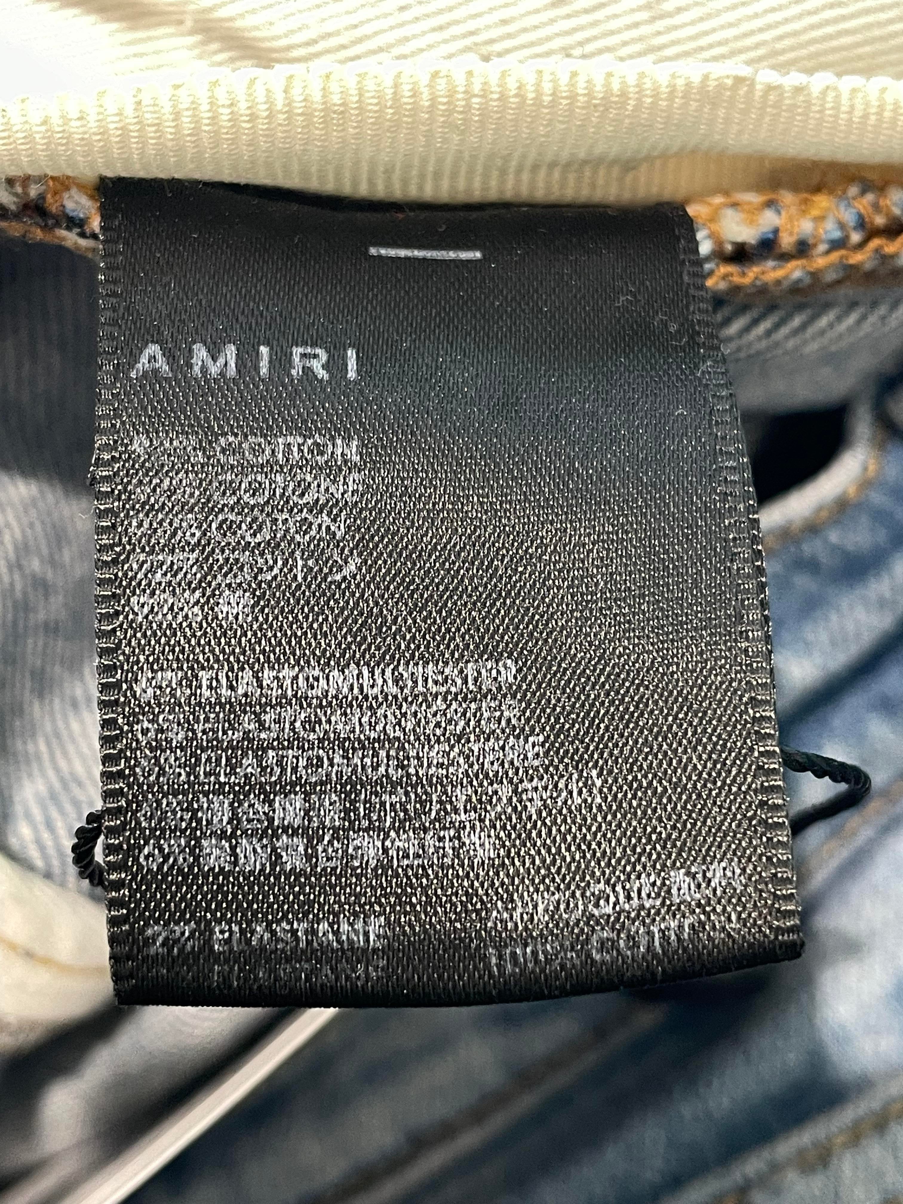 Amiri Burgundy & Blue Plaid Patch Light Wash Jeans