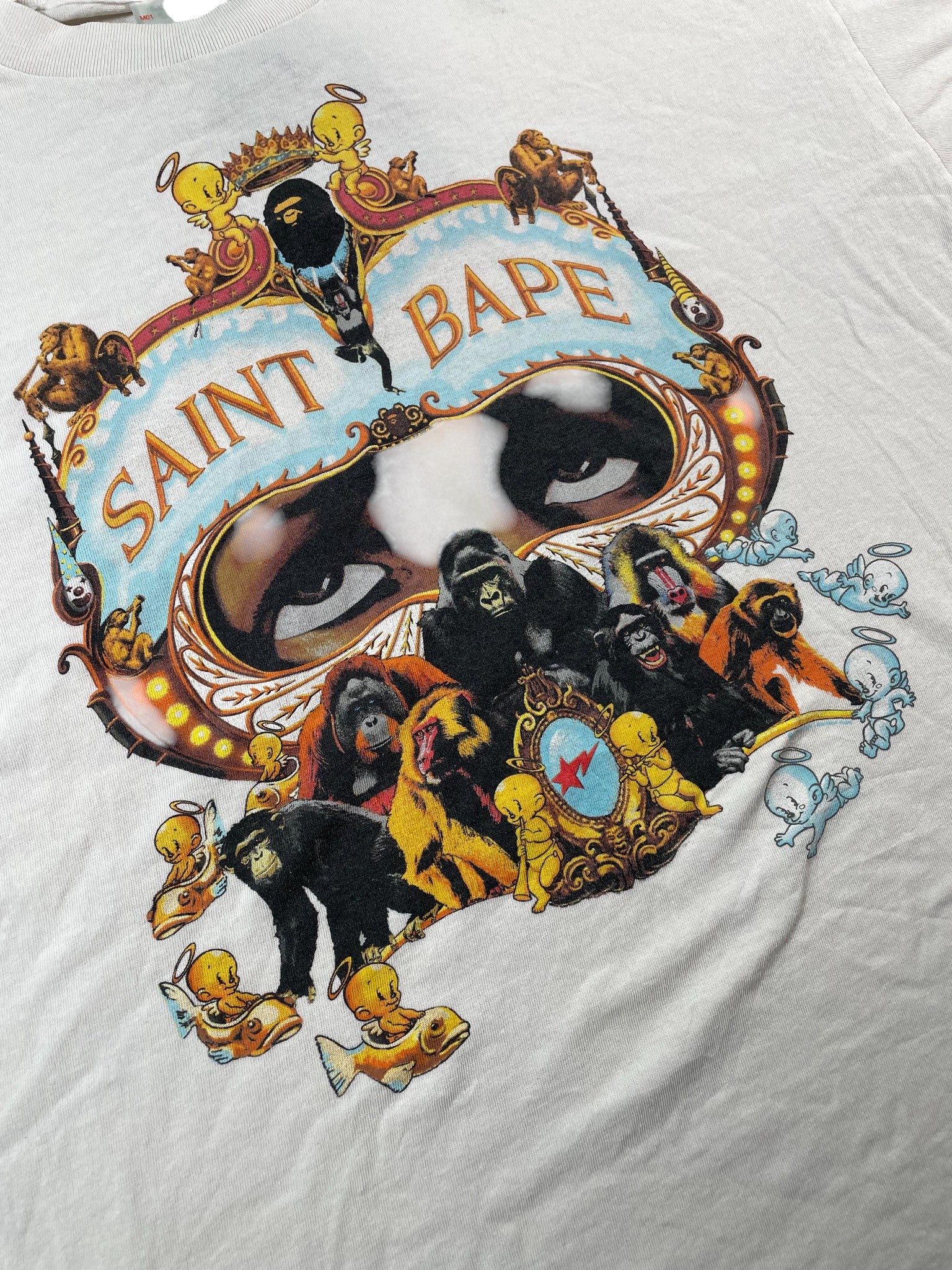 Saint Michael x BAPE White APE Tee