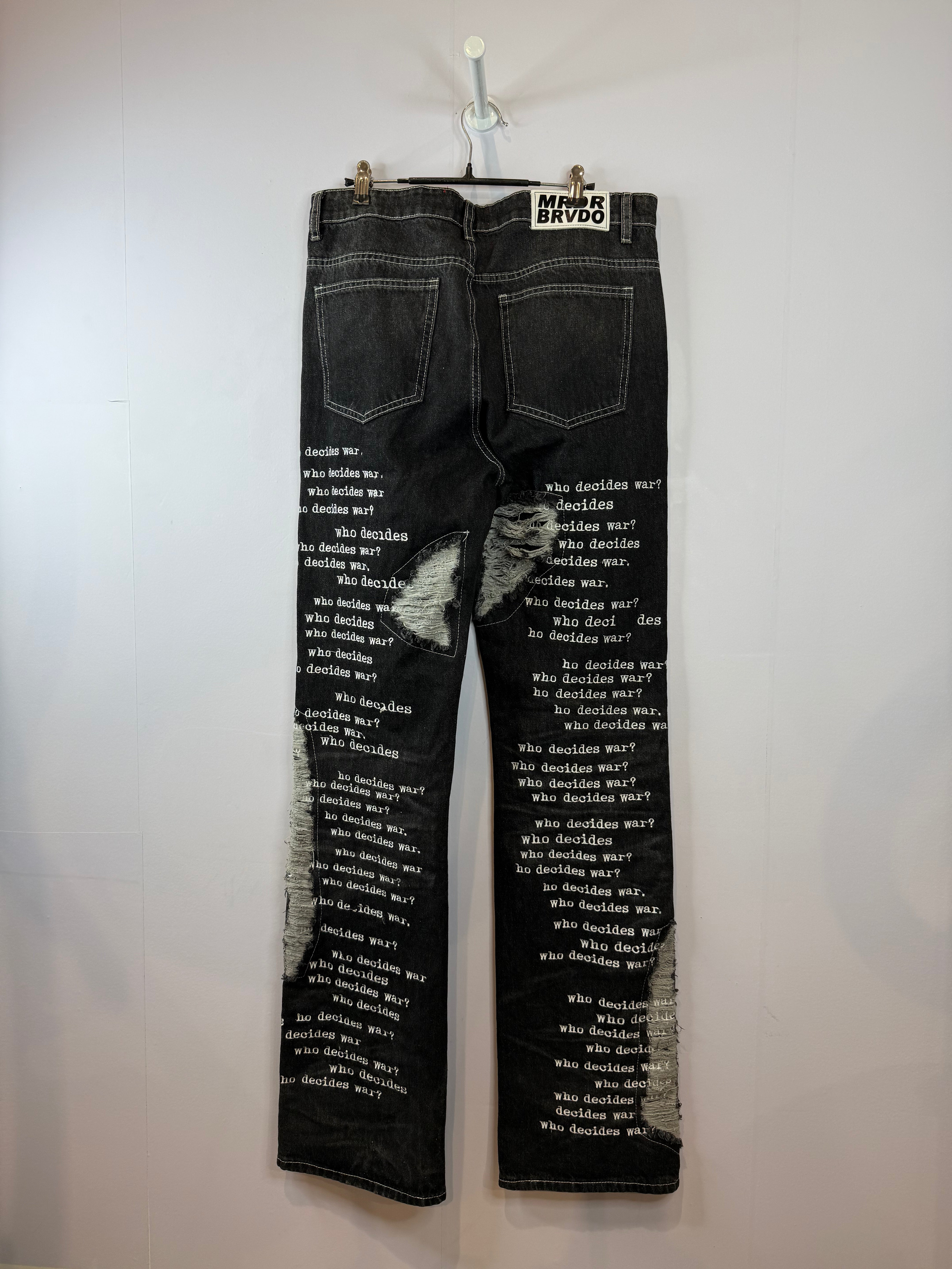 WDW Scripture Distressed Black Jeans