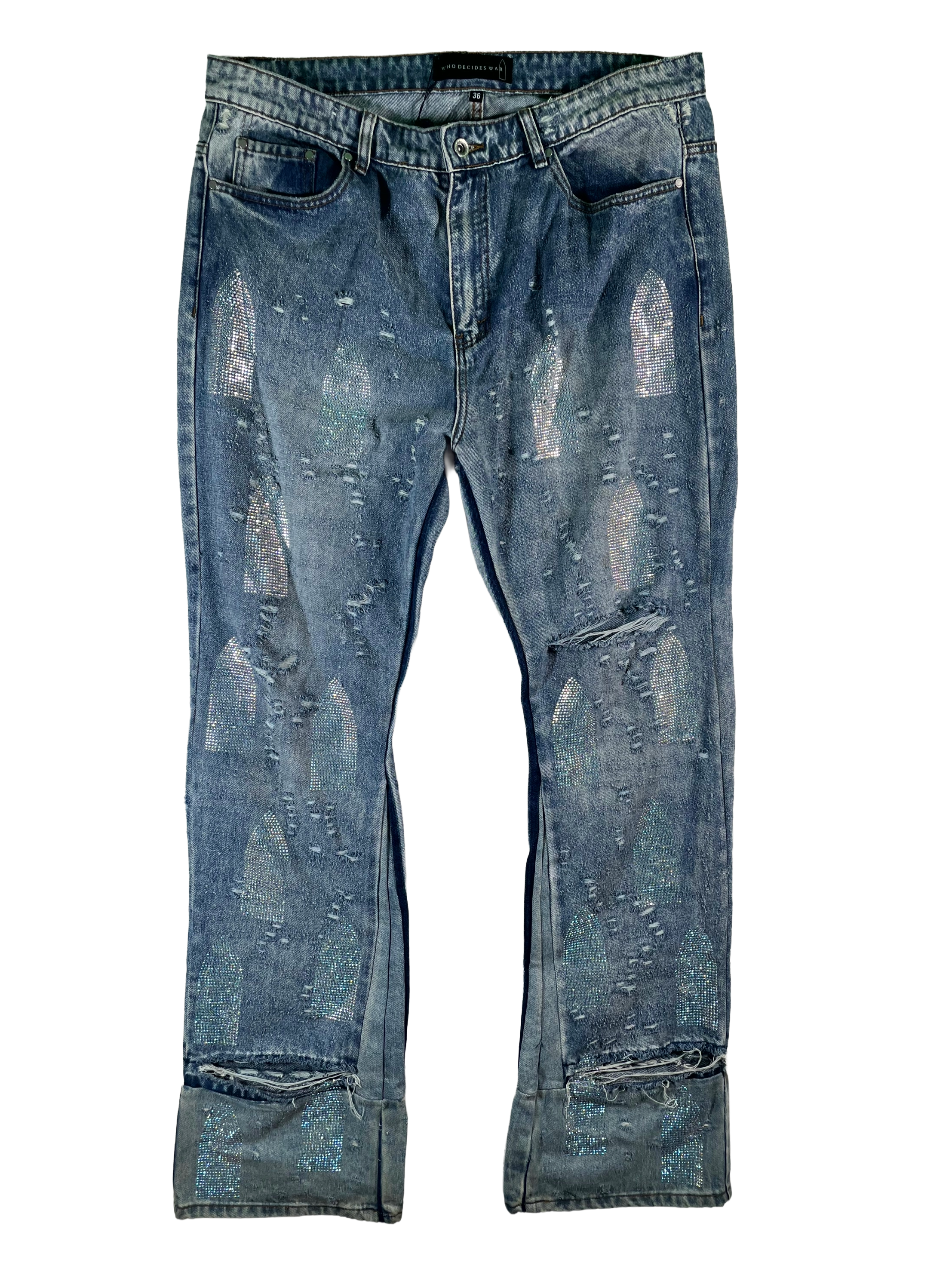 Who Decides War Rhinestone Washed Cemetery Light Wash Jeans